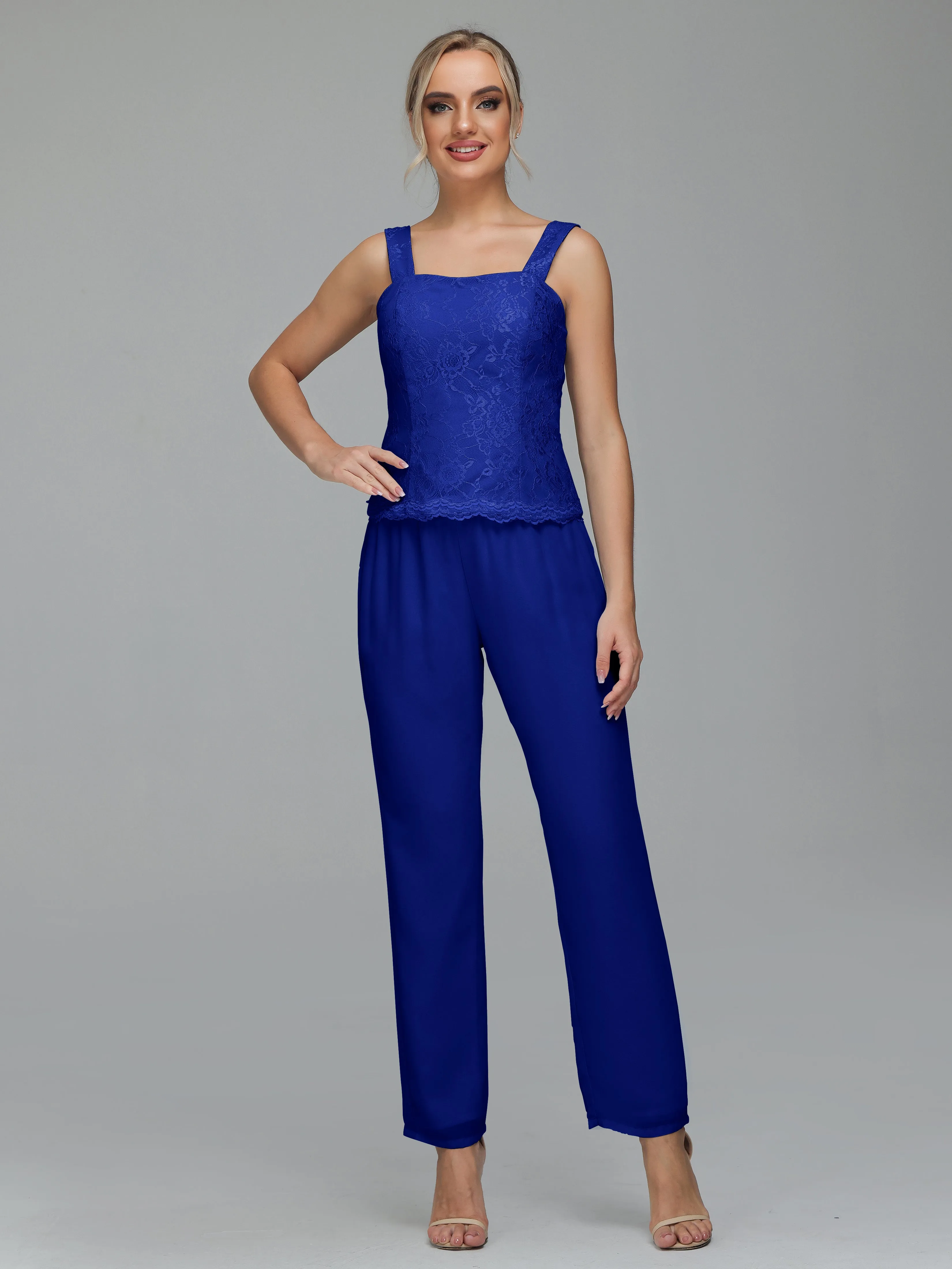Graceful 3 Pieces Lace Chiffon Mother of Bride Dress Pant Suits