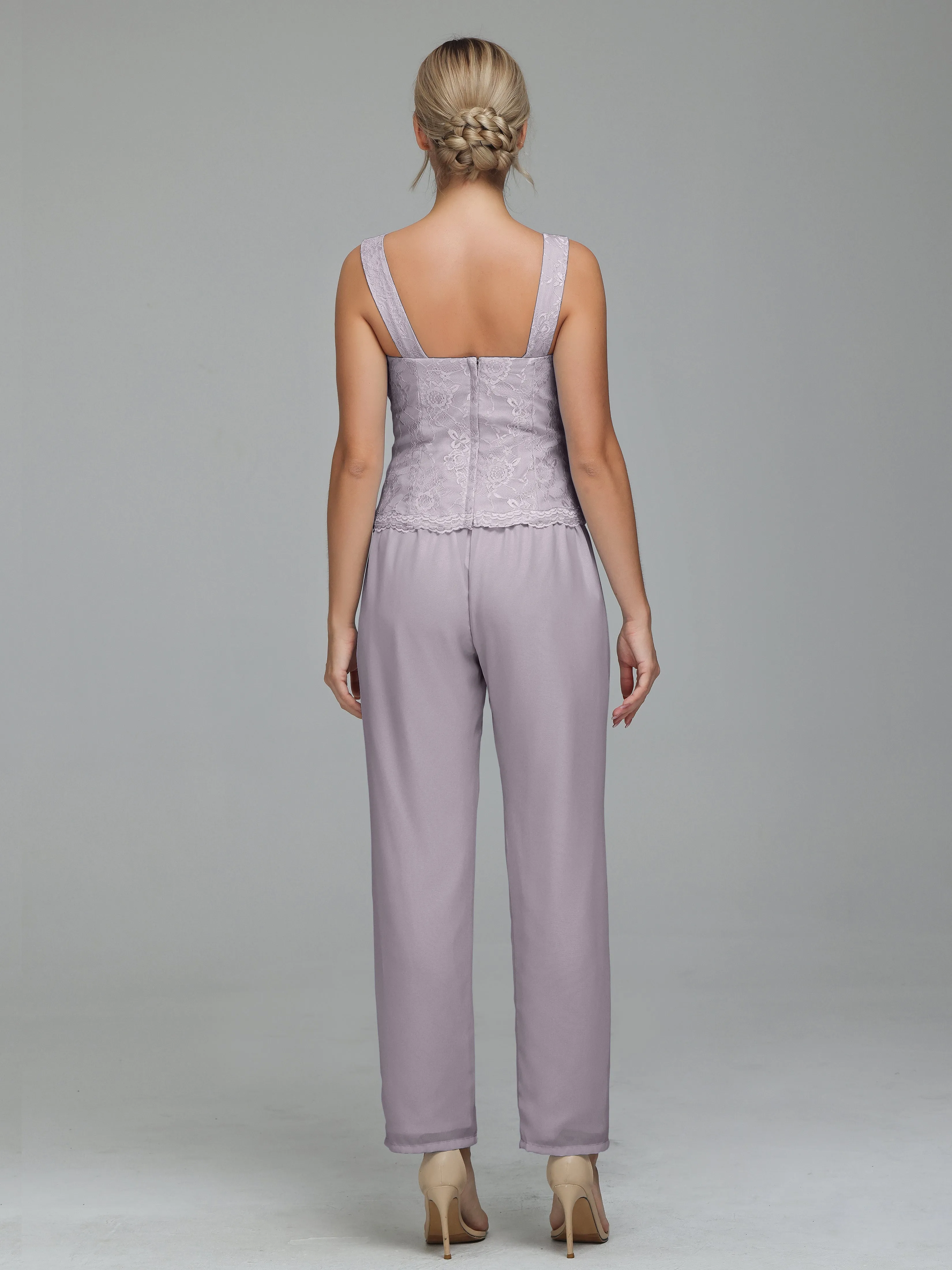 Graceful 3 Pieces Lace Chiffon Mother of Bride Dress Pant Suits