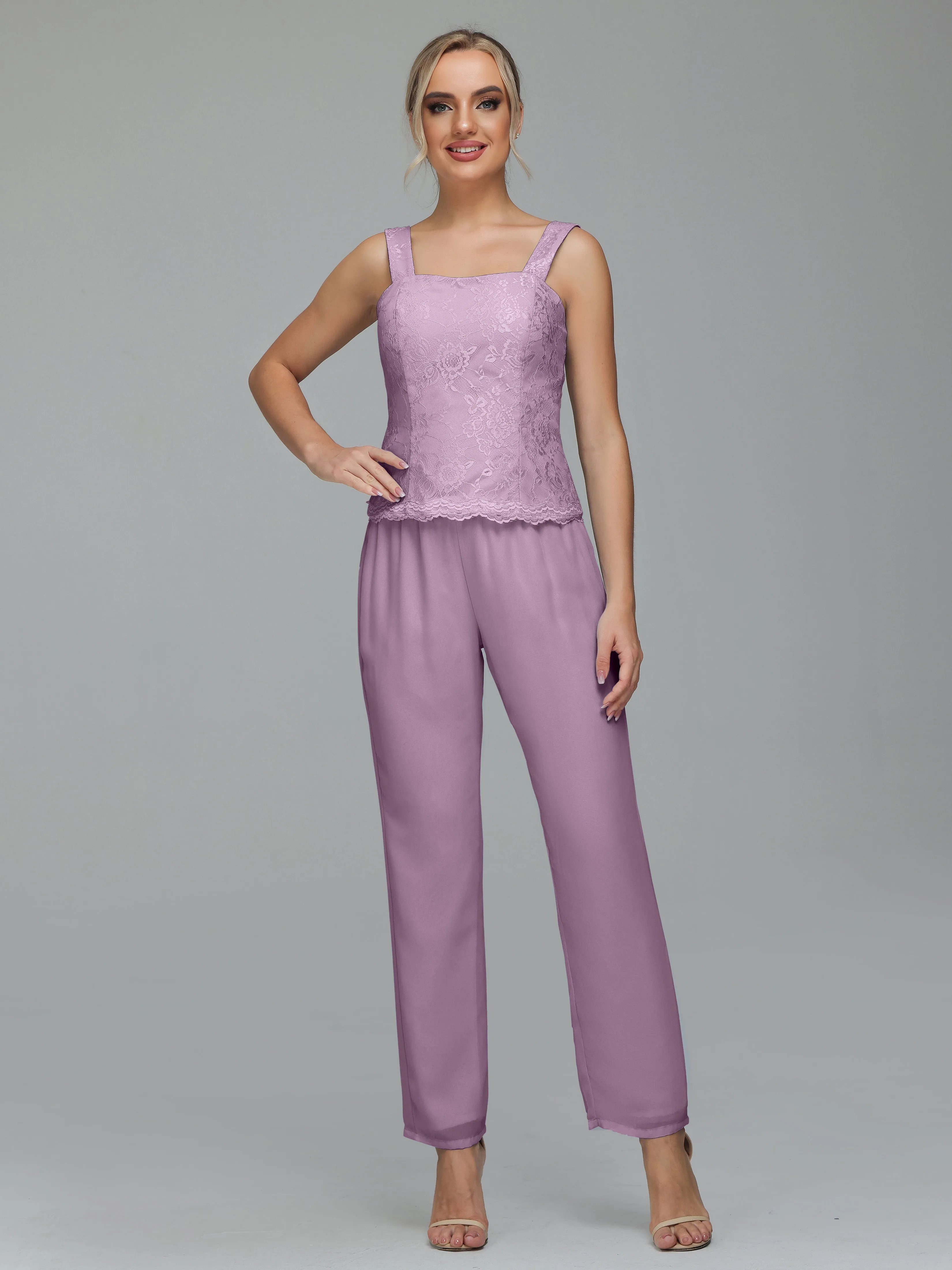 Graceful 3 Pieces Lace Chiffon Mother of Bride Dress Pant Suits