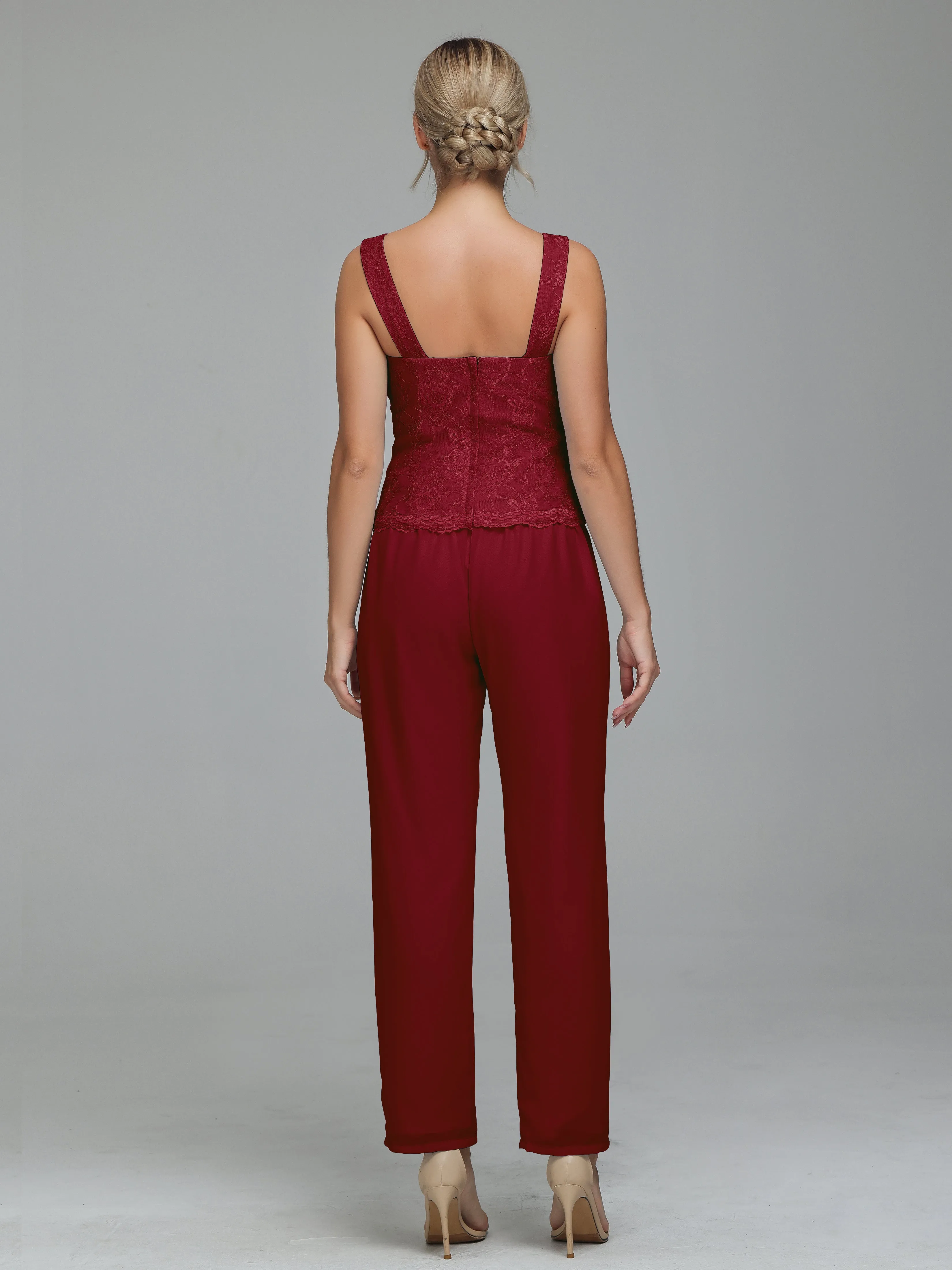 Graceful 3 Pieces Lace Chiffon Mother of Bride Dress Pant Suits