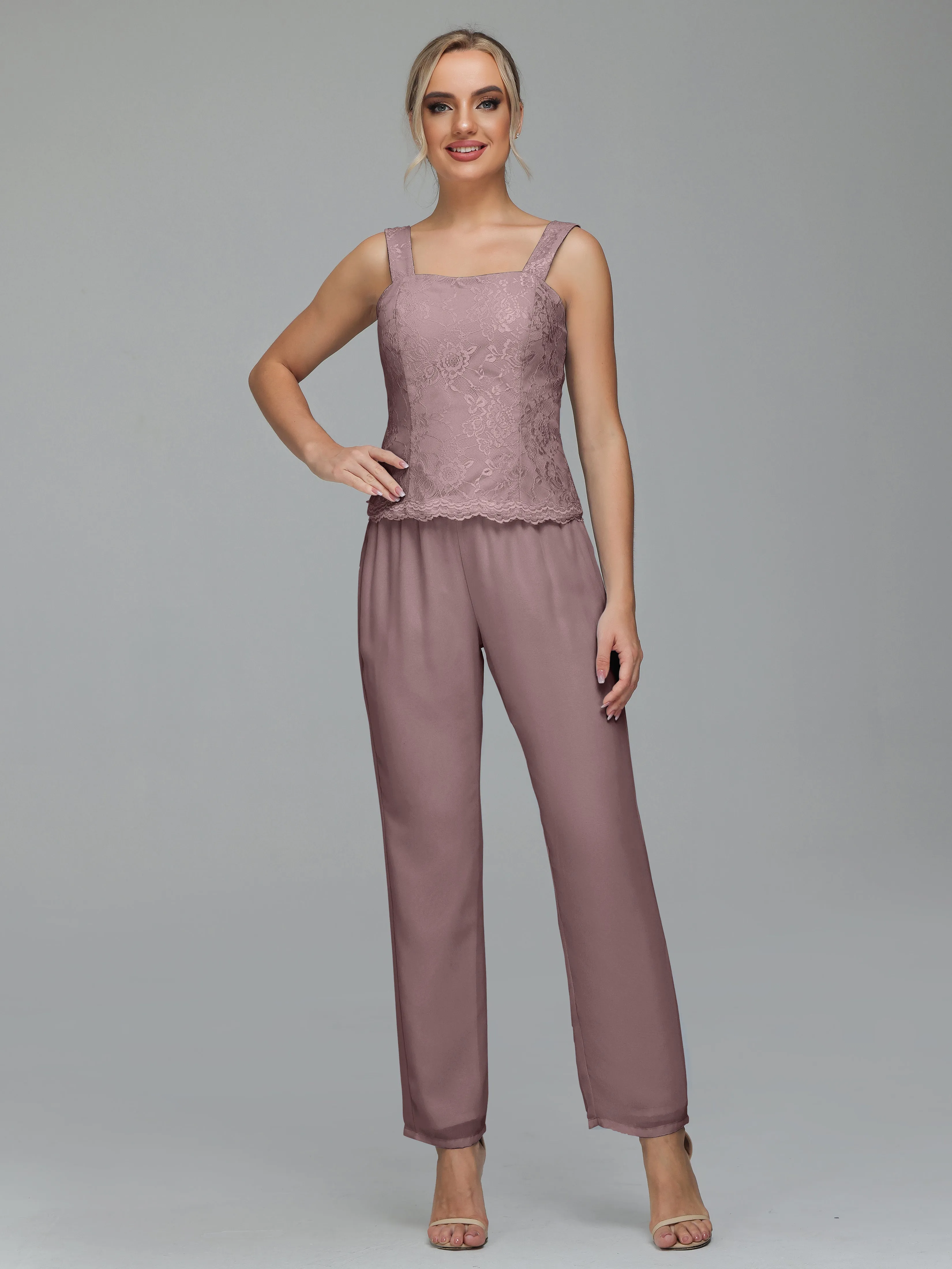 Graceful 3 Pieces Lace Chiffon Mother of Bride Dress Pant Suits