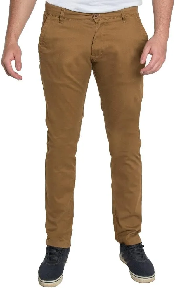 Hawks Bay Men's Chino Stretch Slim Fit Pants Zip Fly Button Closure