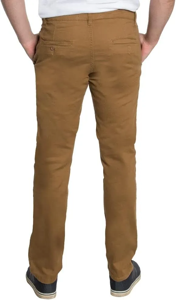 Hawks Bay Men's Chino Stretch Slim Fit Pants Zip Fly Button Closure