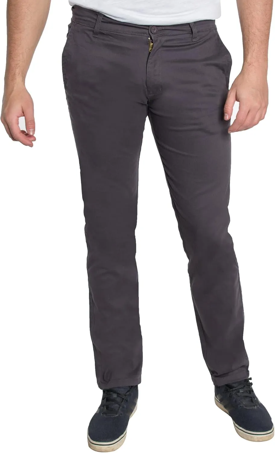 Hawks Bay Men's Chino Stretch Slim Fit Pants Zip Fly Button Closure