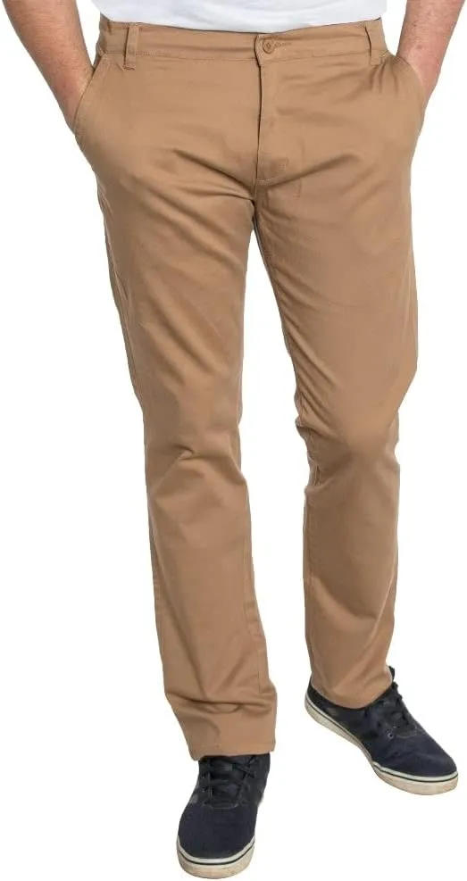 Hawks Bay Men's Chino Stretch Slim Fit Pants Zip Fly Button Closure