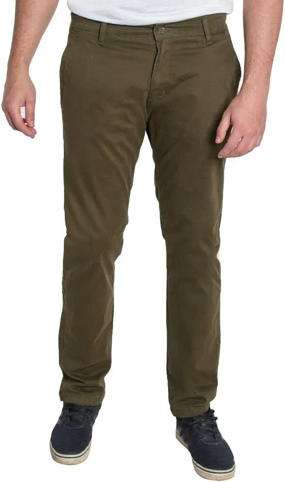 Hawks Bay Men's Chino Stretch Slim Fit Pants Zip Fly Button Closure