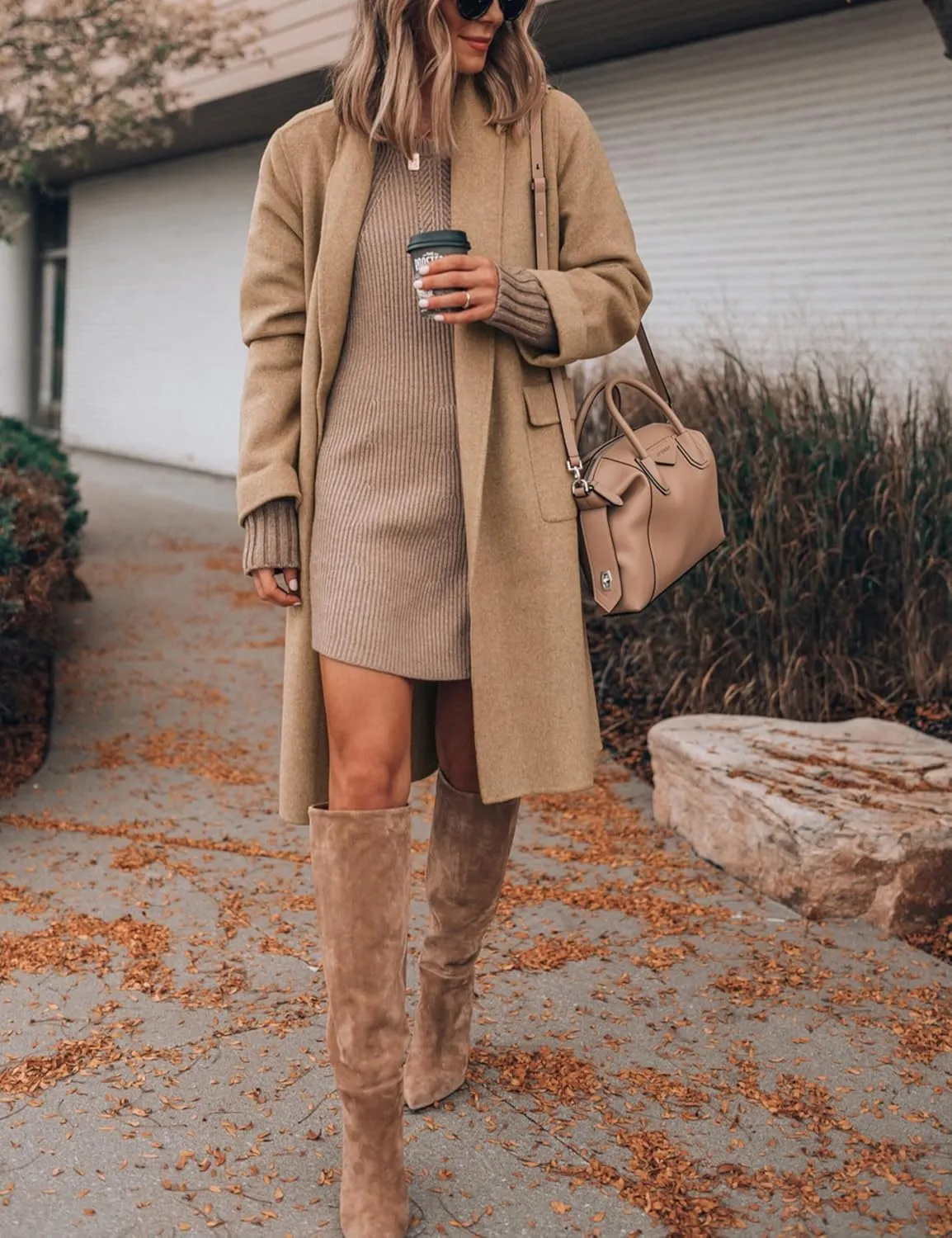 Hooever Women's Long Cardigan Wool Coat Open Front Pockets Warm Lapel Jacket Coat Fall Outerwear