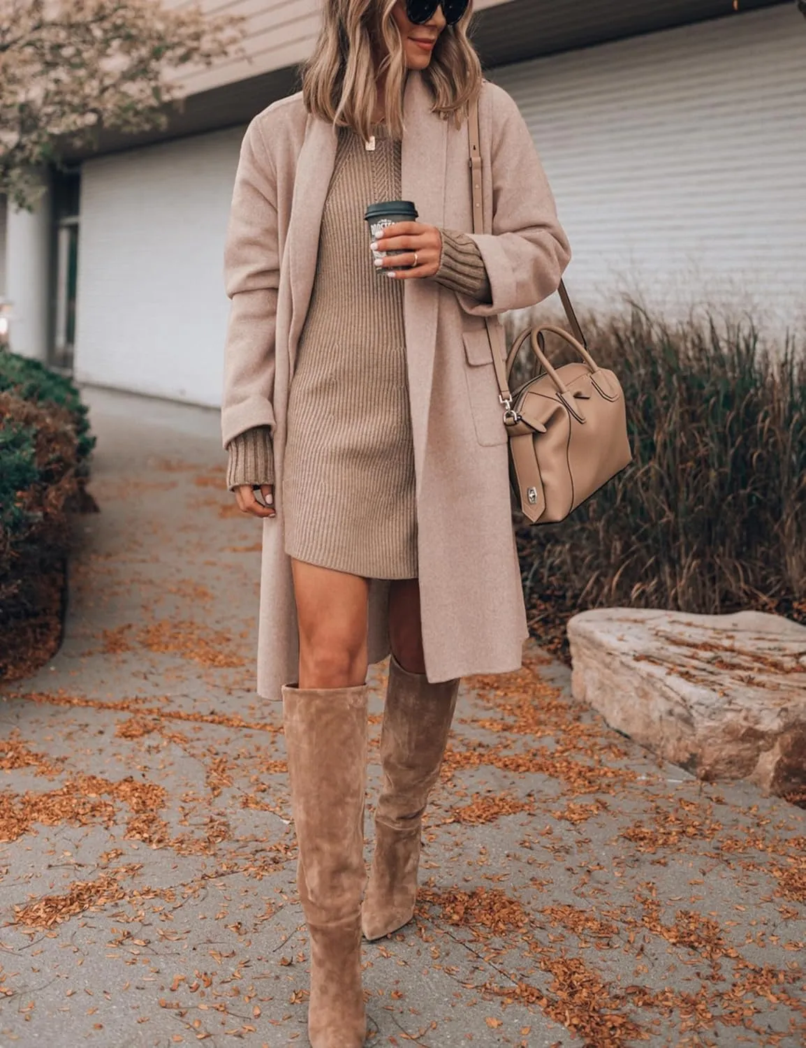 Hooever Women's Long Cardigan Wool Coat Open Front Pockets Warm Lapel Jacket Coat Fall Outerwear