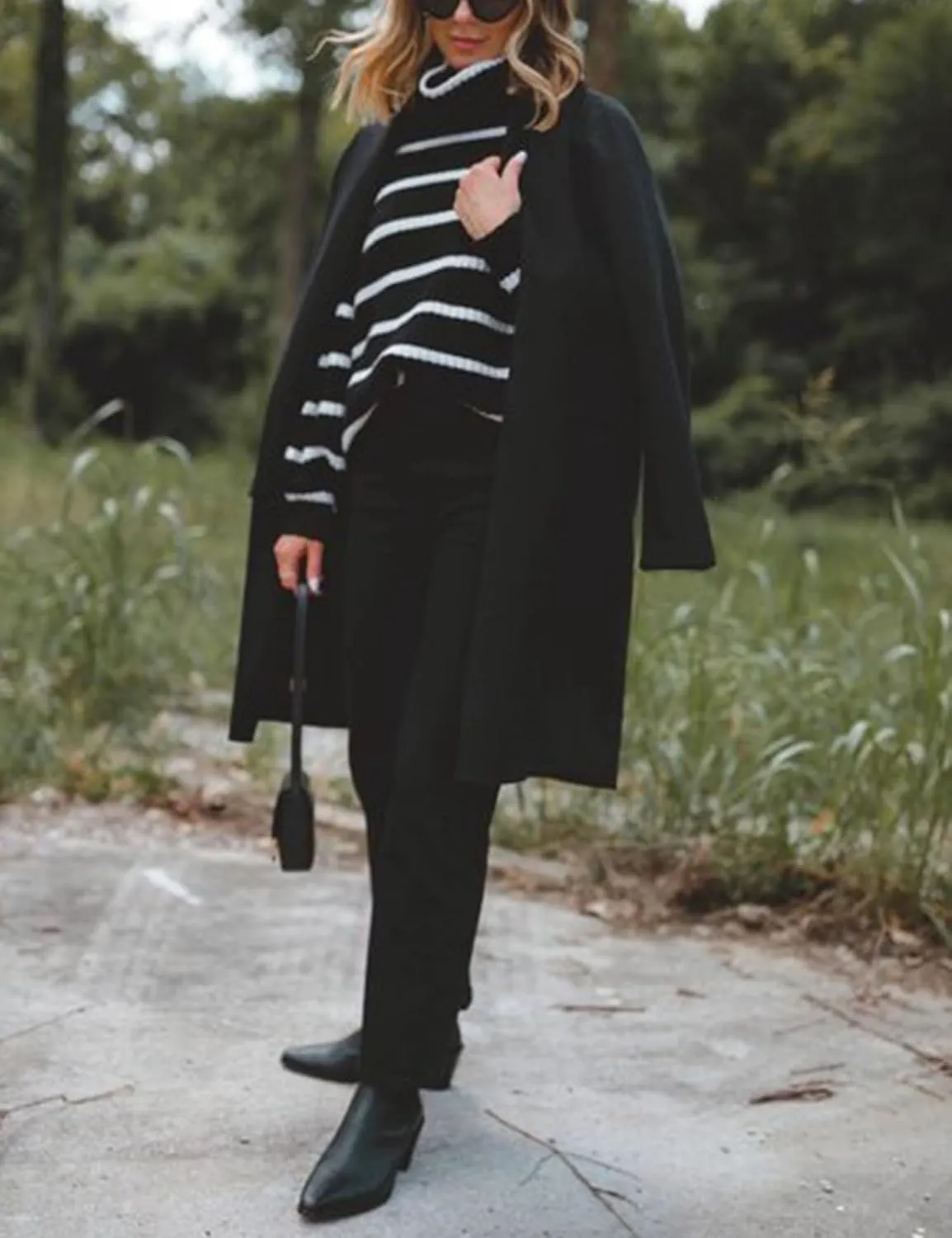 Hooever Women's Long Cardigan Wool Coat Open Front Pockets Warm Lapel Jacket Coat Fall Outerwear