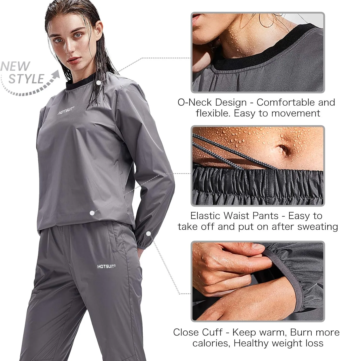 HOTSUIT Sauna Suit Women Durable Gym Workout Sauna Jacket Pants Sweat Suits