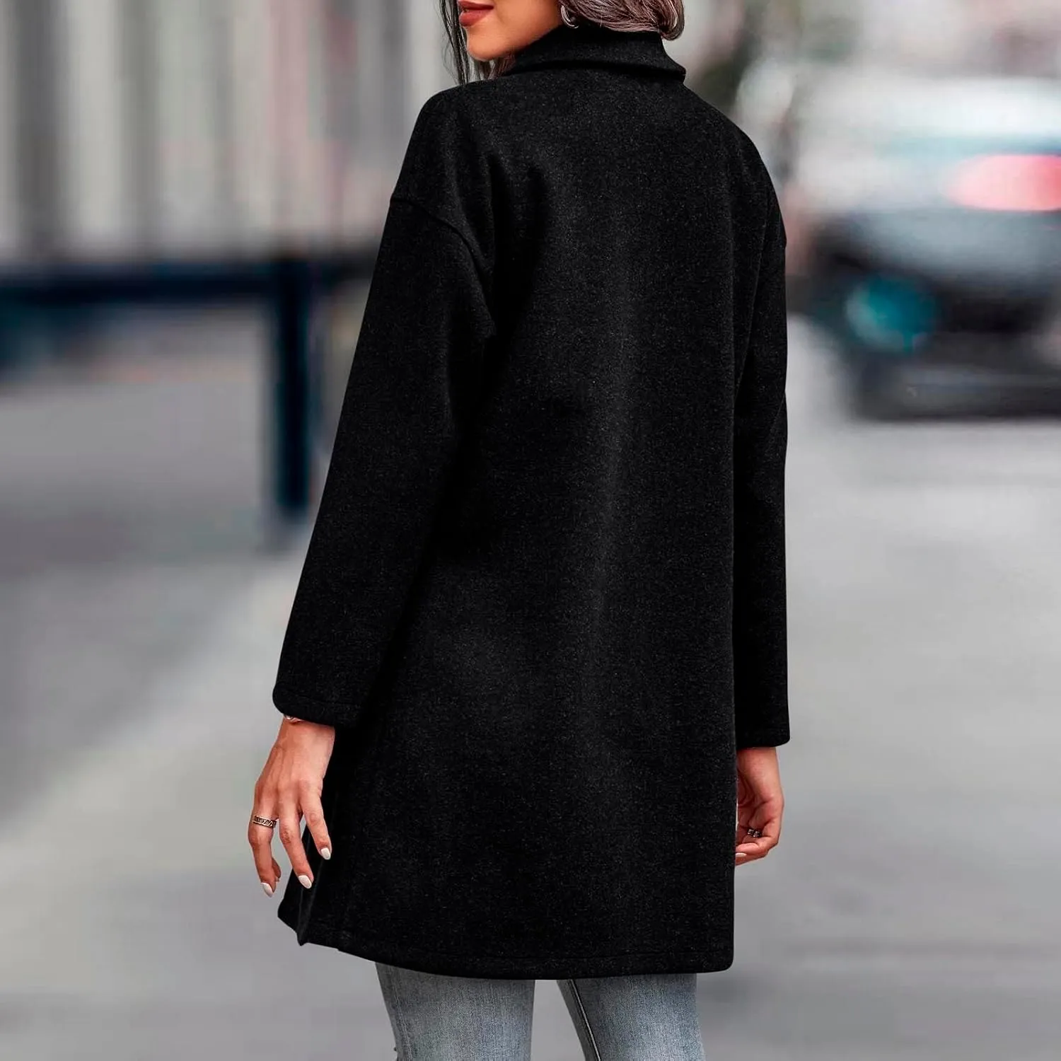 IDEALSANXUN Wool Coats for Women Trendy Fall Winter Mid Blazer Jackets Peacoat Trench Coat Overcoat Outerwear