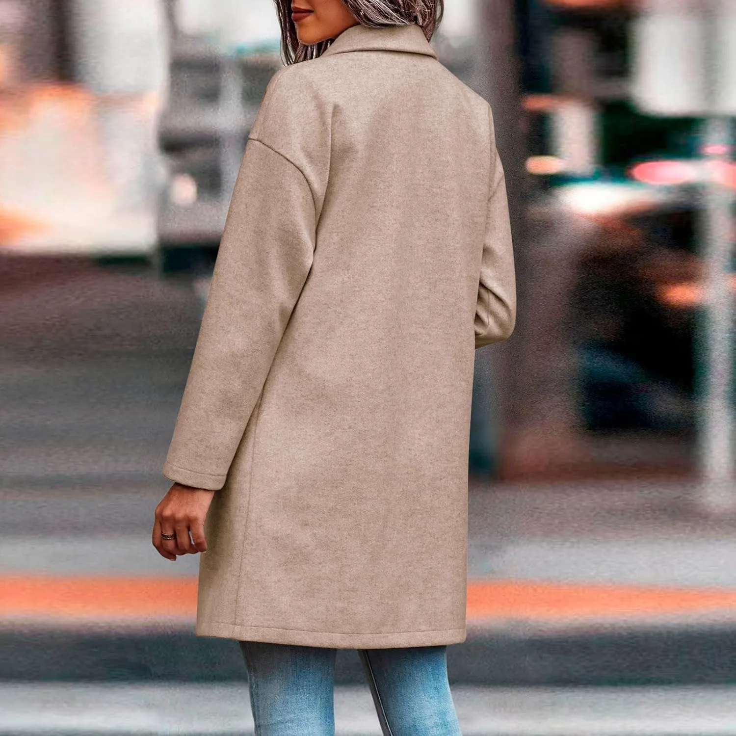 IDEALSANXUN Wool Coats for Women Trendy Fall Winter Mid Blazer Jackets Peacoat Trench Coat Overcoat Outerwear