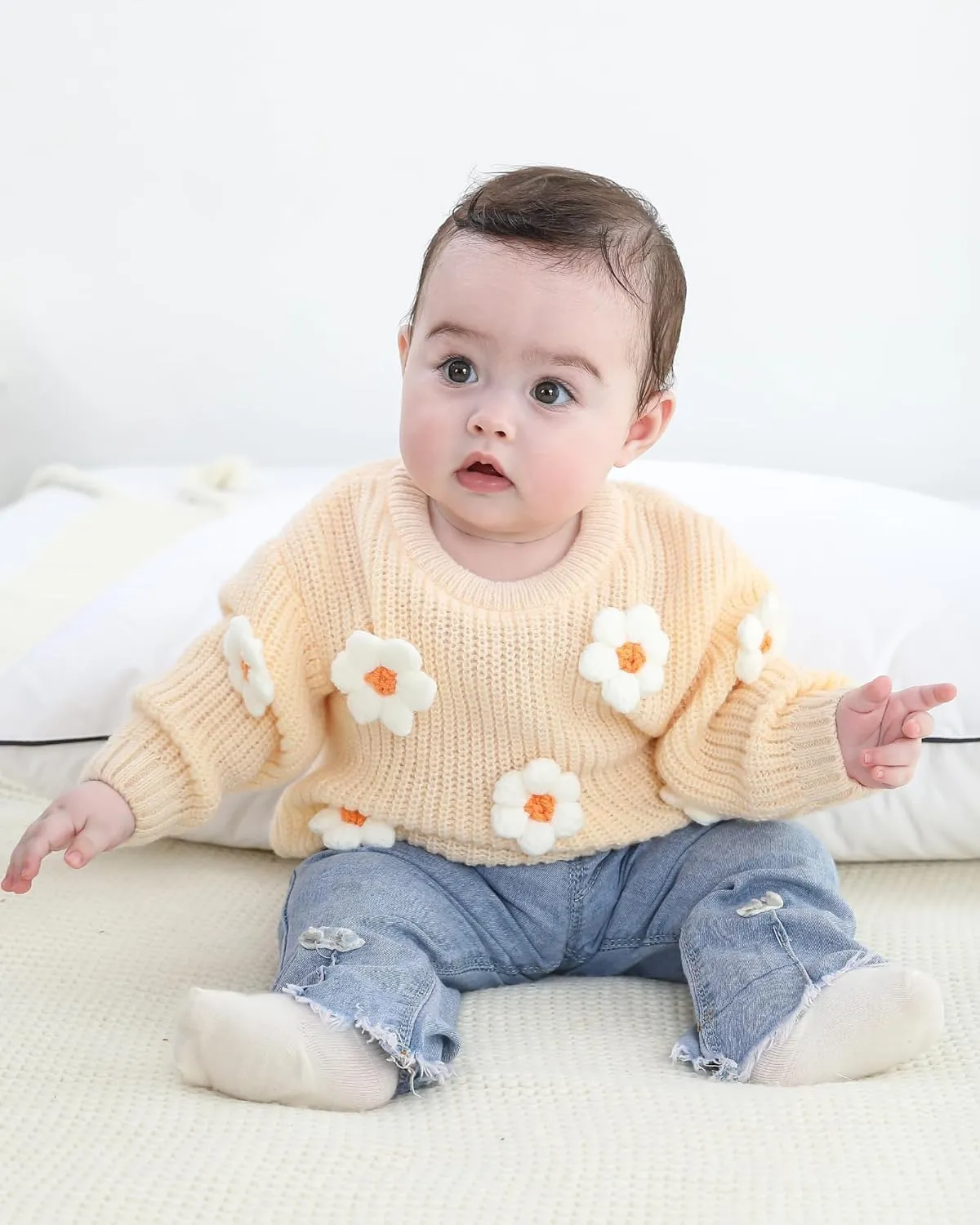 Infant Toddler Baby Girl Oversized Sweater Long Sleeve Sweaters Fall Winter Tops Clothes