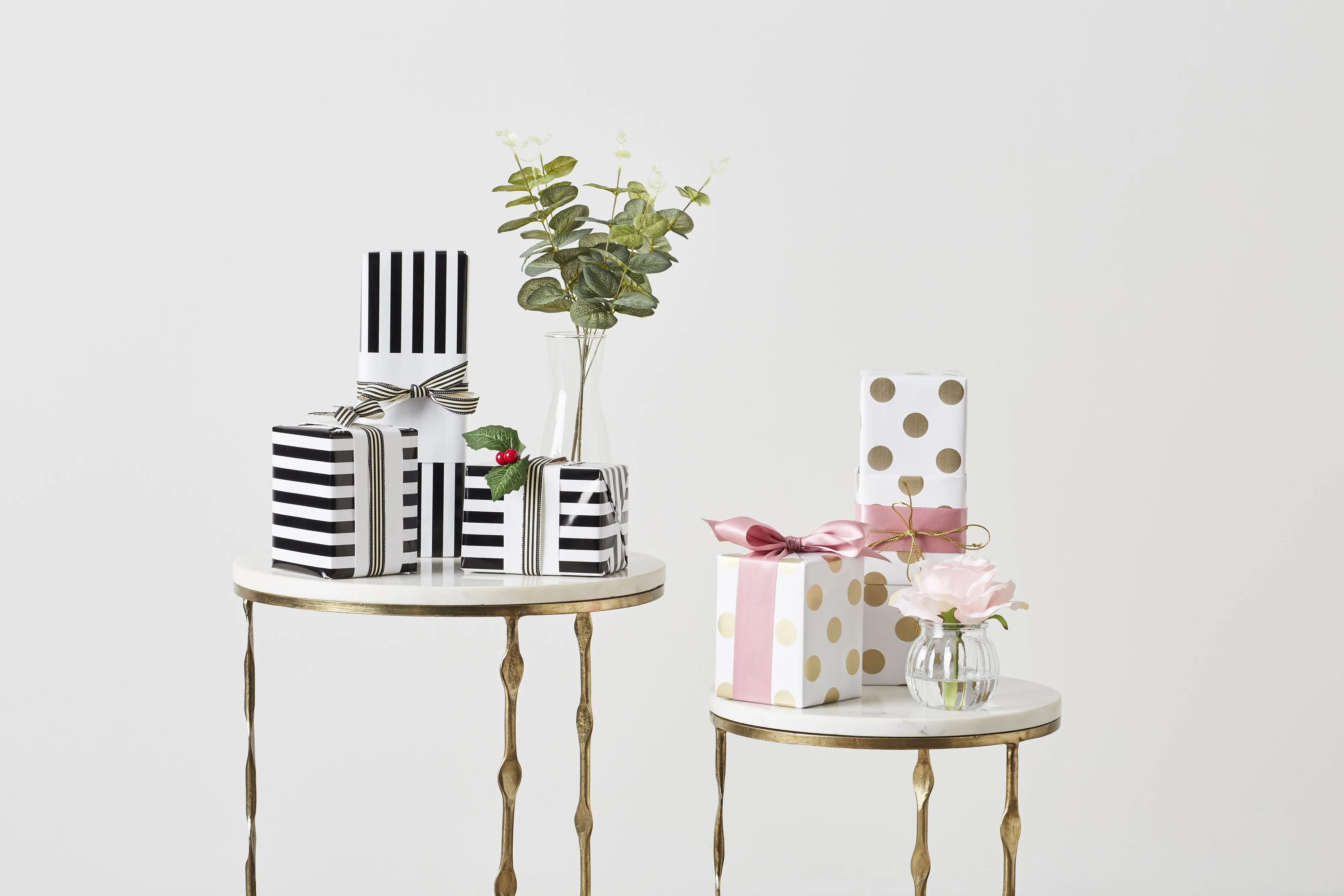 Iron Round Side Table With Marble Top 60cm