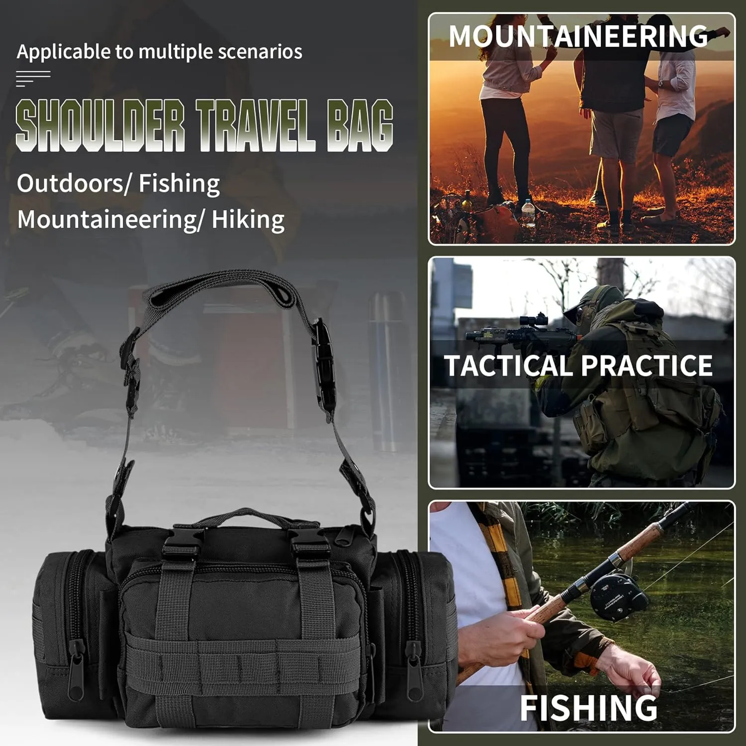 IronSeals Molle Tactical Sport Duffle Bag Water Resistant Deployment Bag one size