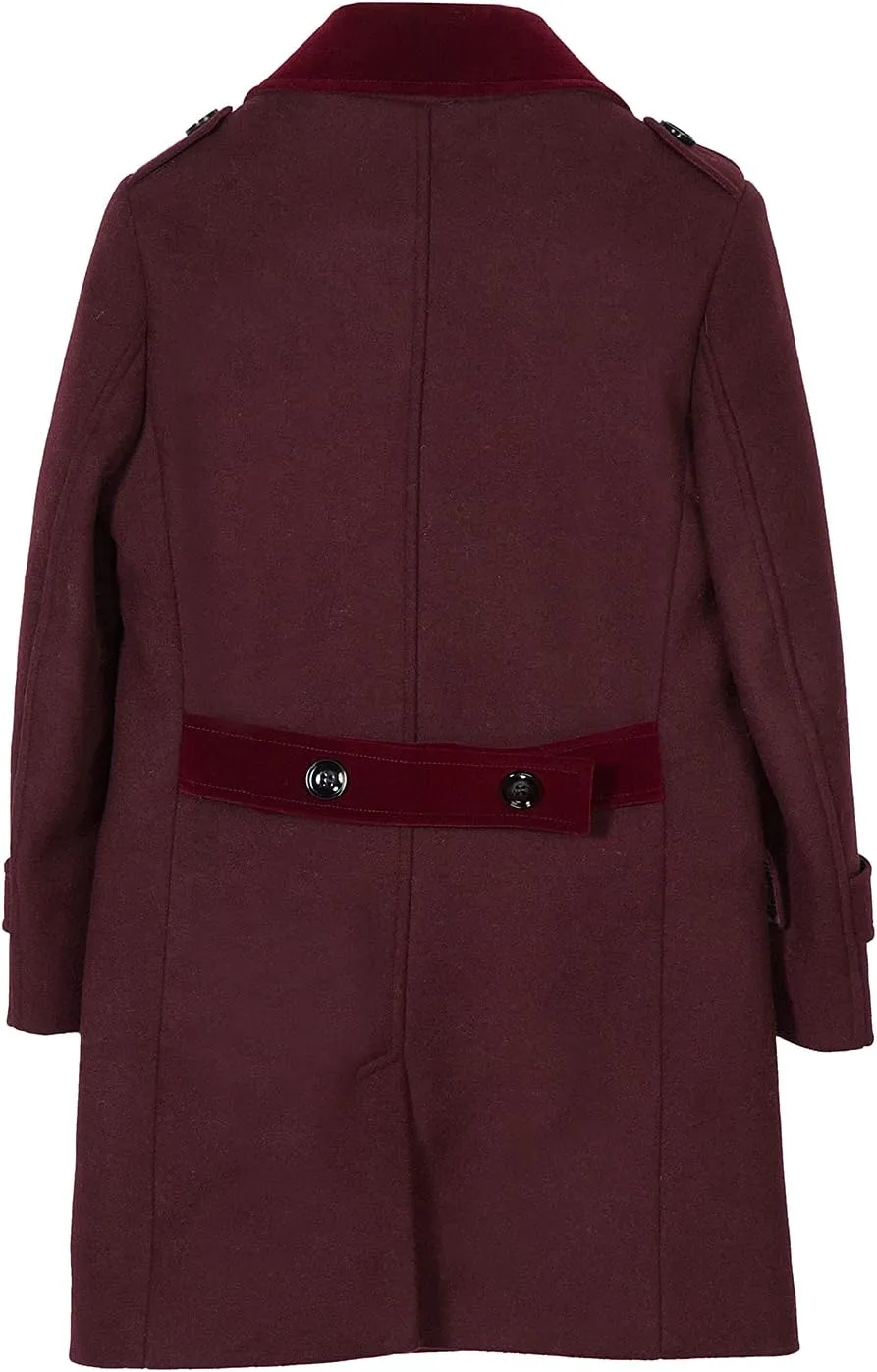 Isaac Mizrahi Boy's 2-20 Velvet Collar Quilt Lined Wool Blend Peacoat