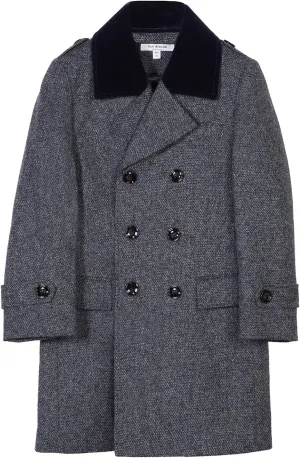 Isaac Mizrahi Boy's 2-20 Velvet Collar Quilt Lined Wool Blend Peacoat