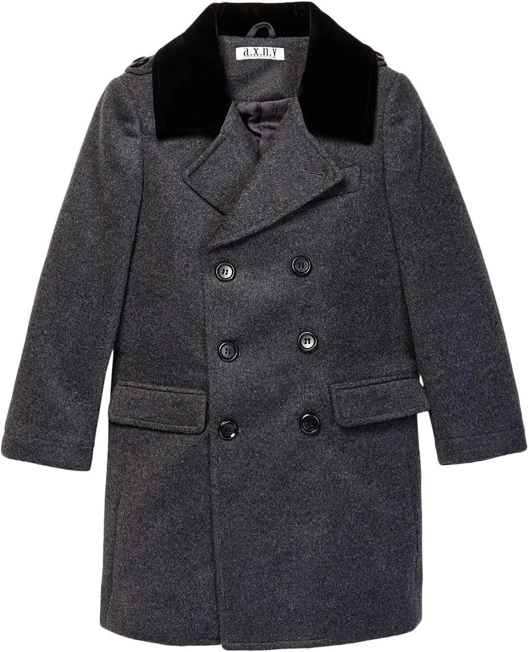 Isaac Mizrahi Boy's 2-20 Velvet Collar Quilt Lined Wool Blend Peacoat