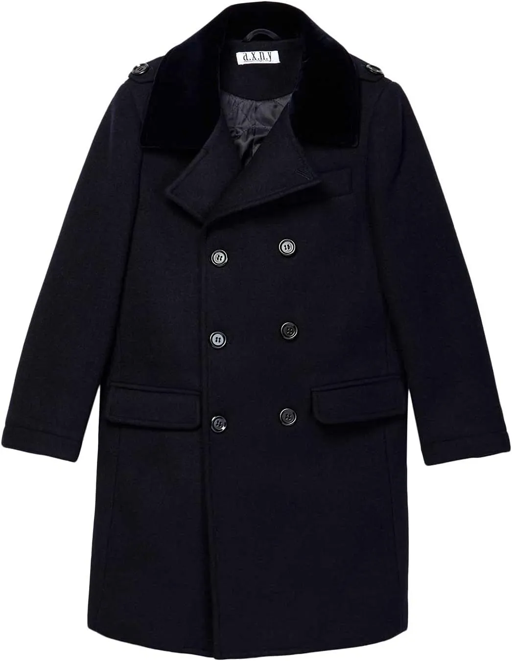 Isaac Mizrahi Boy's 2-20 Velvet Collar Quilt Lined Wool Blend Peacoat