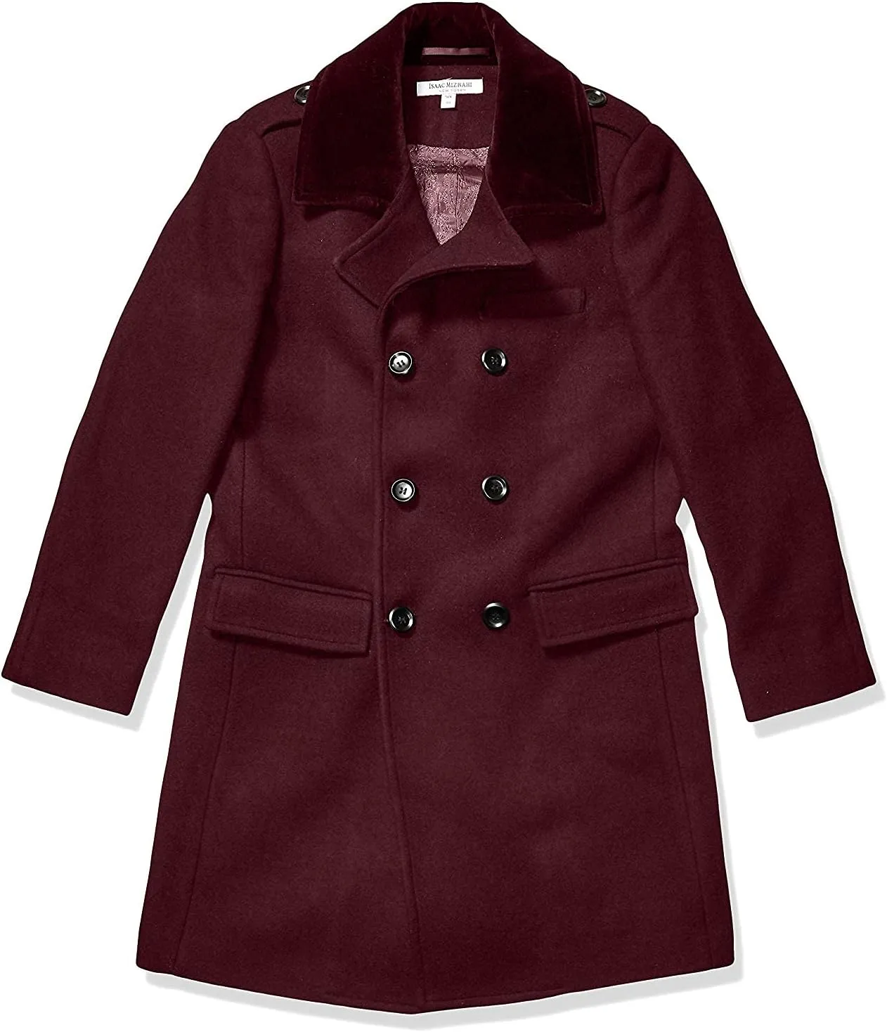 Isaac Mizrahi Boy's 2-20 Velvet Collar Quilt Lined Wool Blend Peacoat