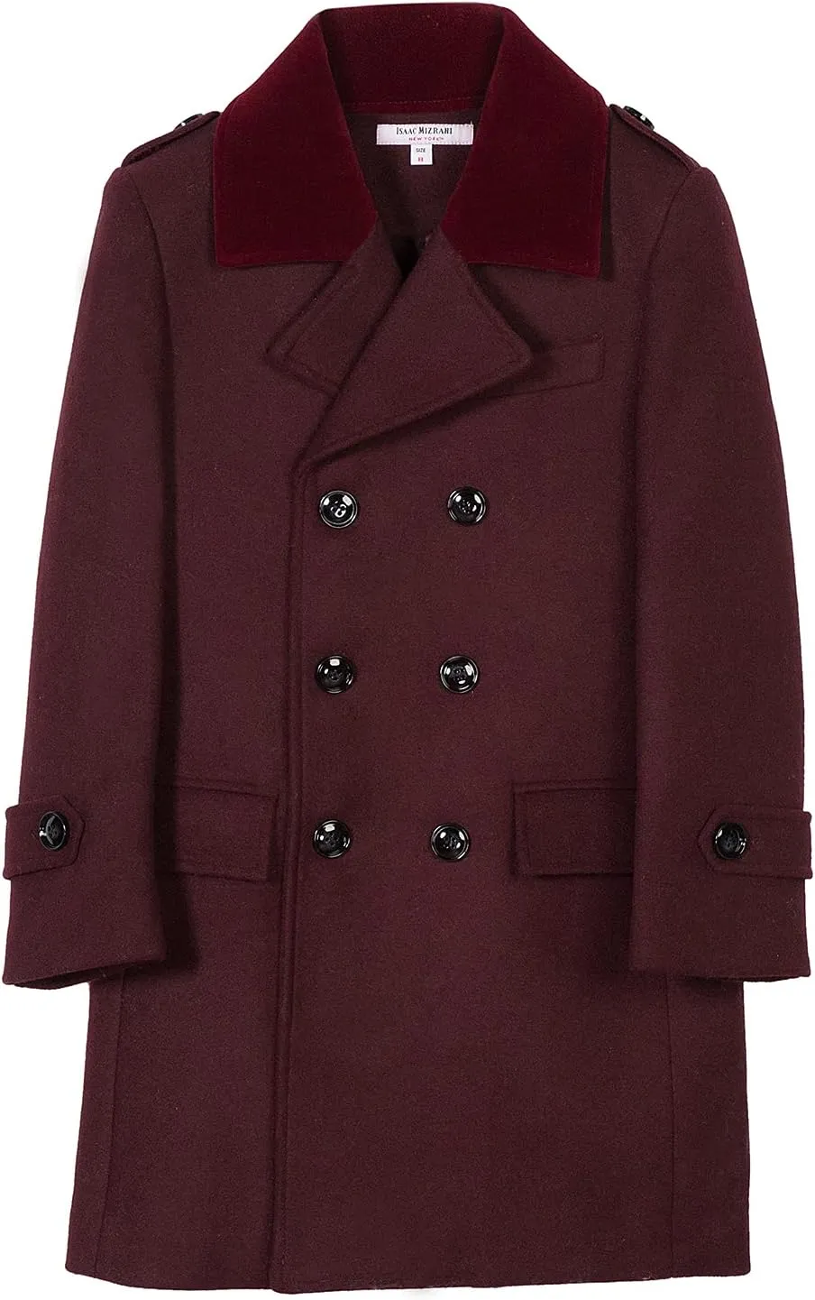 Isaac Mizrahi Boy's 2-20 Velvet Collar Quilt Lined Wool Blend Peacoat