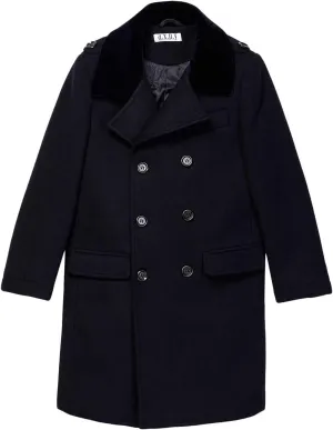 Isaac Mizrahi Boy's 2-20 Velvet Collar Quilt Lined Wool Blend Peacoat
