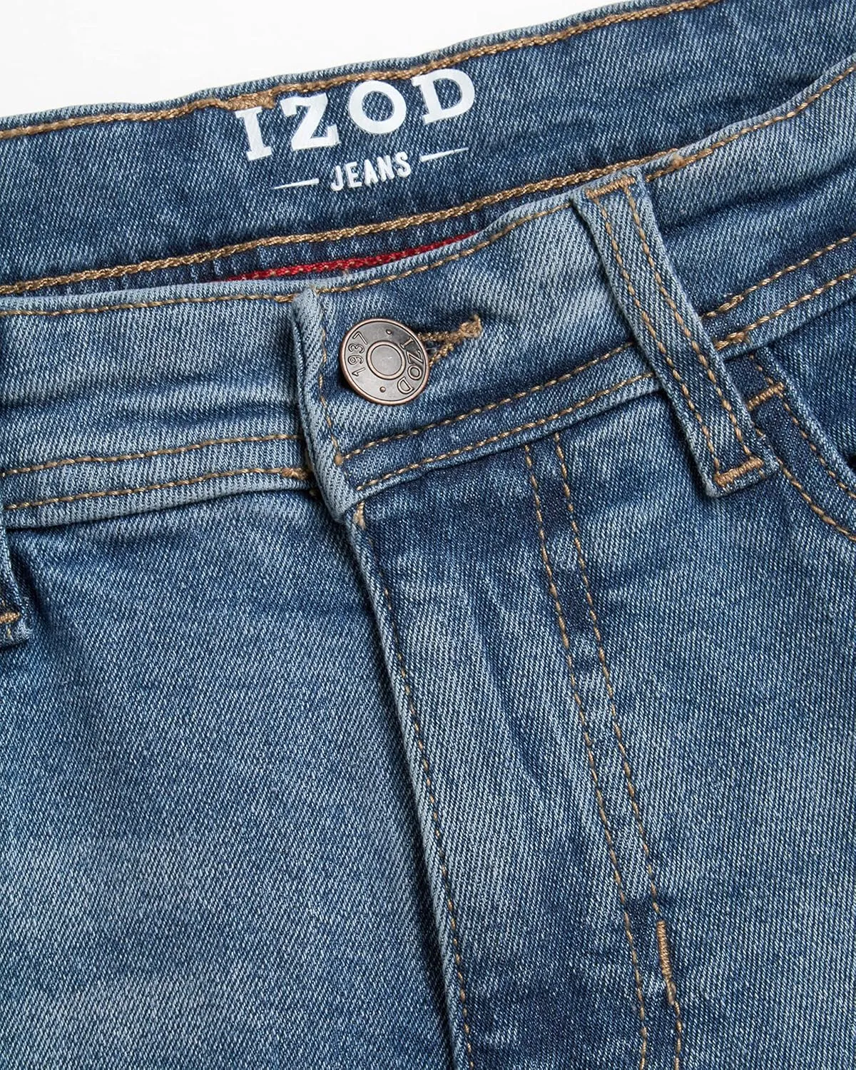 IZOD Men's Straight Fit Jeans - Comfortable Stretch Casual Pull On Denim Jeans for Men - Ultrasoft Men's Fashion Pants