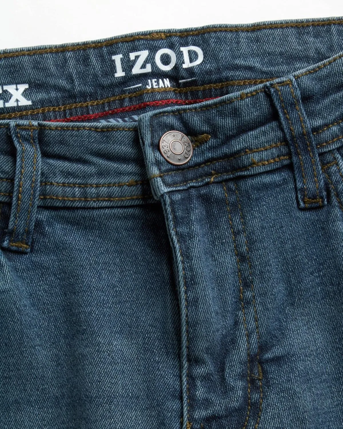 IZOD Men's Straight Fit Jeans - Comfortable Stretch Casual Pull On Denim Jeans for Men - Ultrasoft Men's Fashion Pants