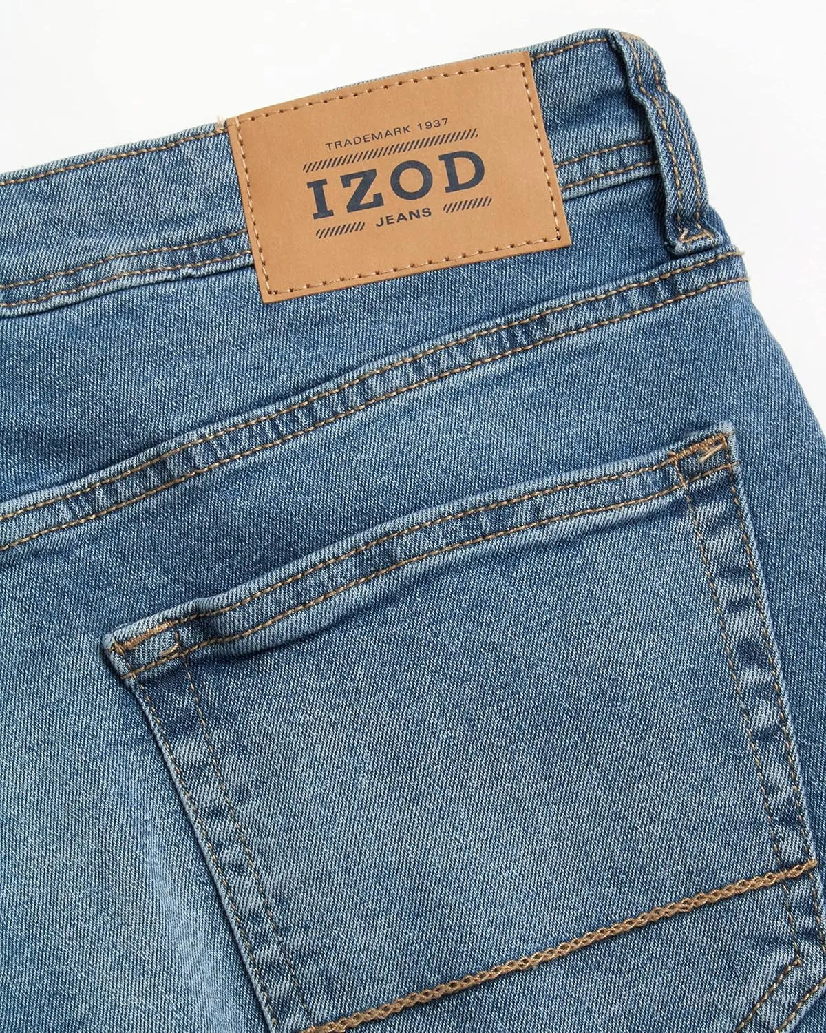 IZOD Men's Straight Fit Jeans - Comfortable Stretch Casual Pull On Denim Jeans for Men - Ultrasoft Men's Fashion Pants