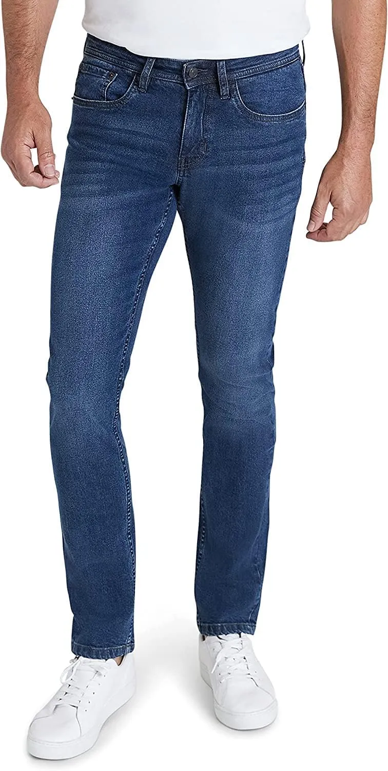 IZOD Men's Straight Fit Jeans - Comfortable Stretch Casual Pull On Denim Jeans for Men - Ultrasoft Men's Fashion Pants