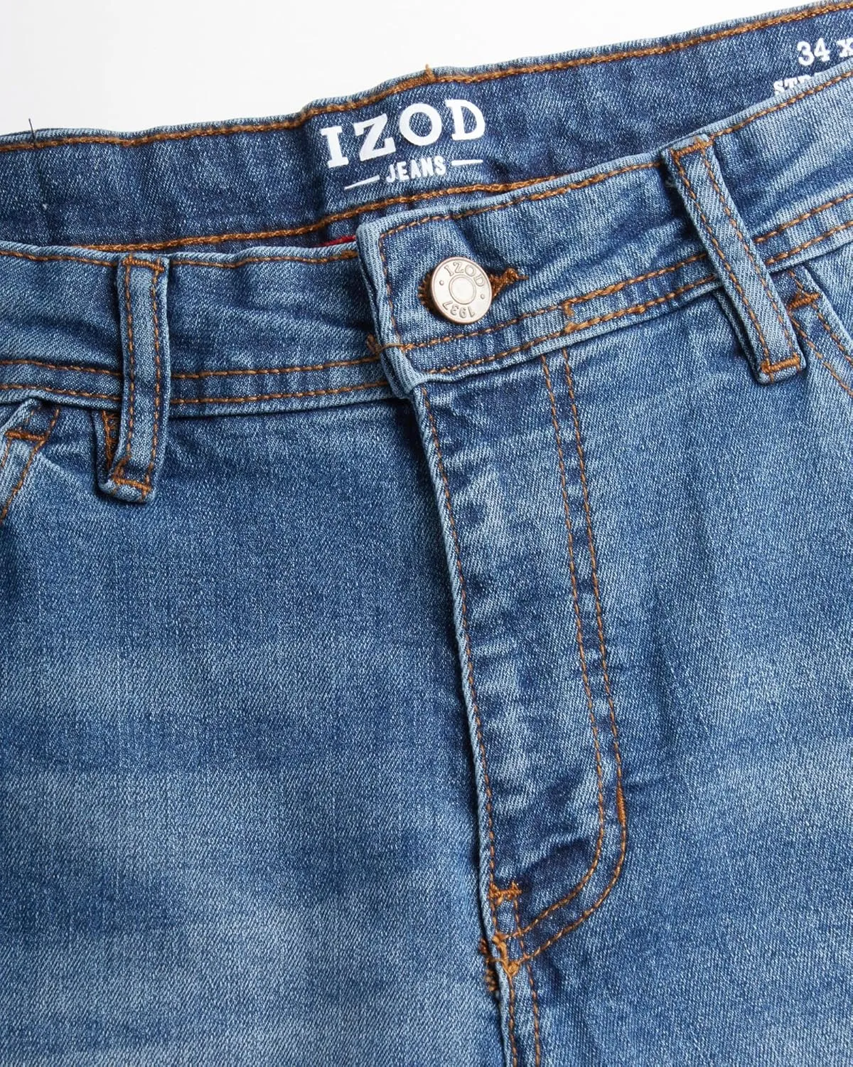 IZOD Men's Straight Leg Jeans - Comfortable Stretch Casual Pull On Denim Jeans for Men - Lightweight Men's Fashion Pants