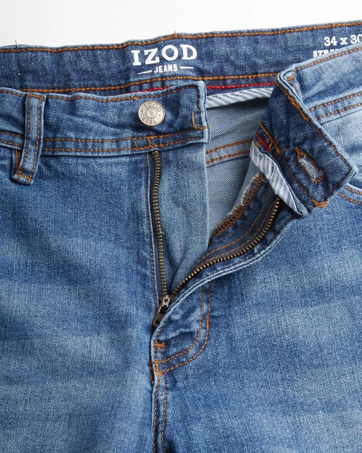 IZOD Men's Straight Leg Jeans - Comfortable Stretch Casual Pull On Denim Jeans for Men - Lightweight Men's Fashion Pants