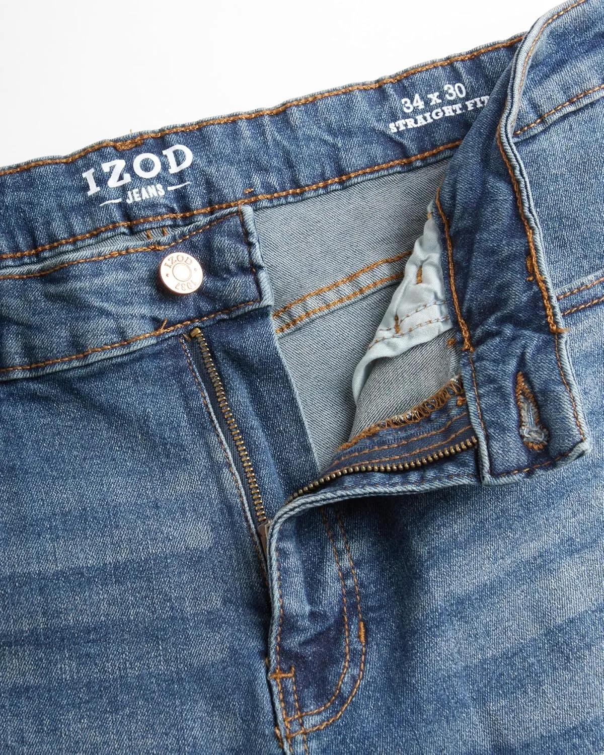 IZOD Men's Straight Leg Jeans - Comfortable Stretch Casual Pull On Denim Jeans for Men - Lightweight Men's Fashion Pants