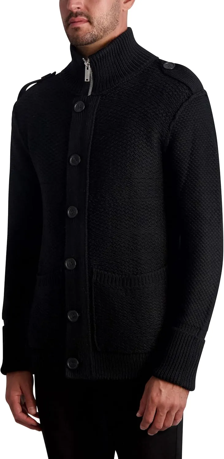 Karl Lagerfeld Paris mens Long Sleeve Wool Blend Cardigan