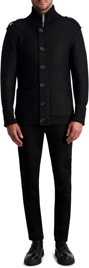 Karl Lagerfeld Paris mens Long Sleeve Wool Blend Cardigan