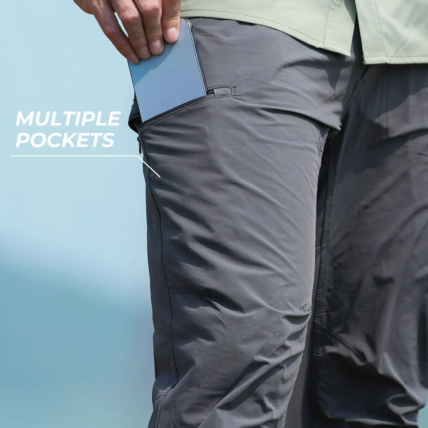 KastKing Wind Crest Fishing Hiking Pants, Water Repellent Lightweight Mens Travel Climbing Pants, UPF 50  Stretch Material