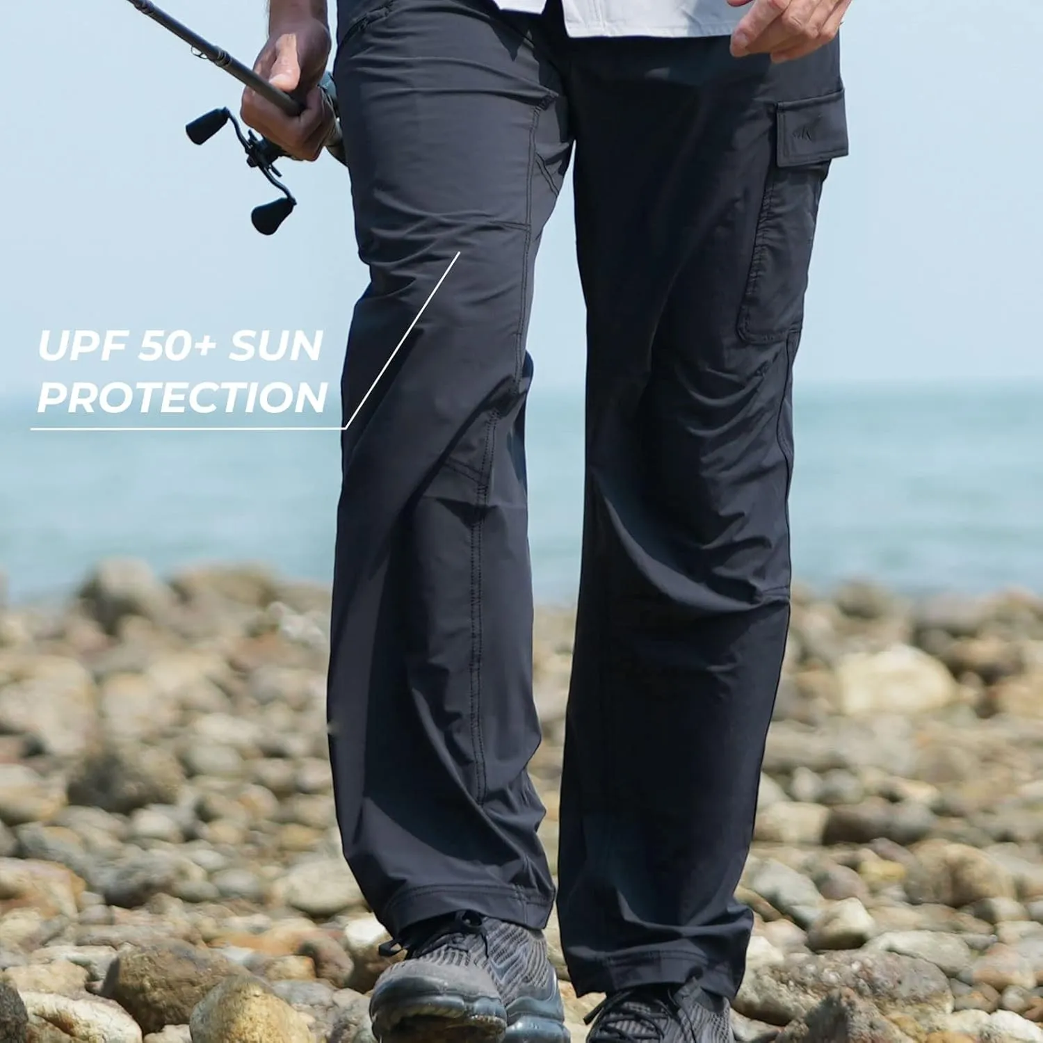 KastKing Wind Crest Fishing Hiking Pants, Water Repellent Lightweight Mens Travel Climbing Pants, UPF 50  Stretch Material