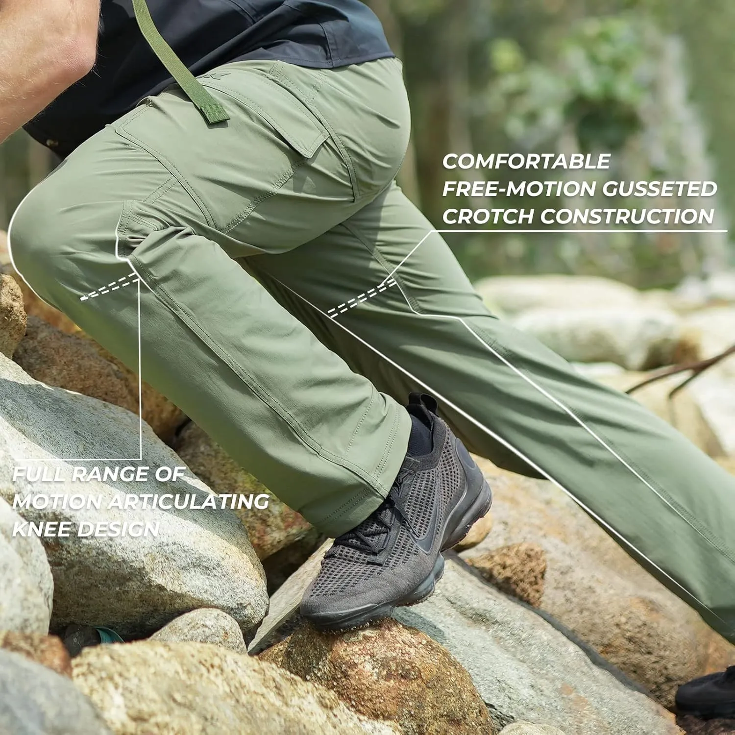 KastKing Wind Crest Fishing Hiking Pants, Water Repellent Lightweight Mens Travel Climbing Pants, UPF 50  Stretch Material