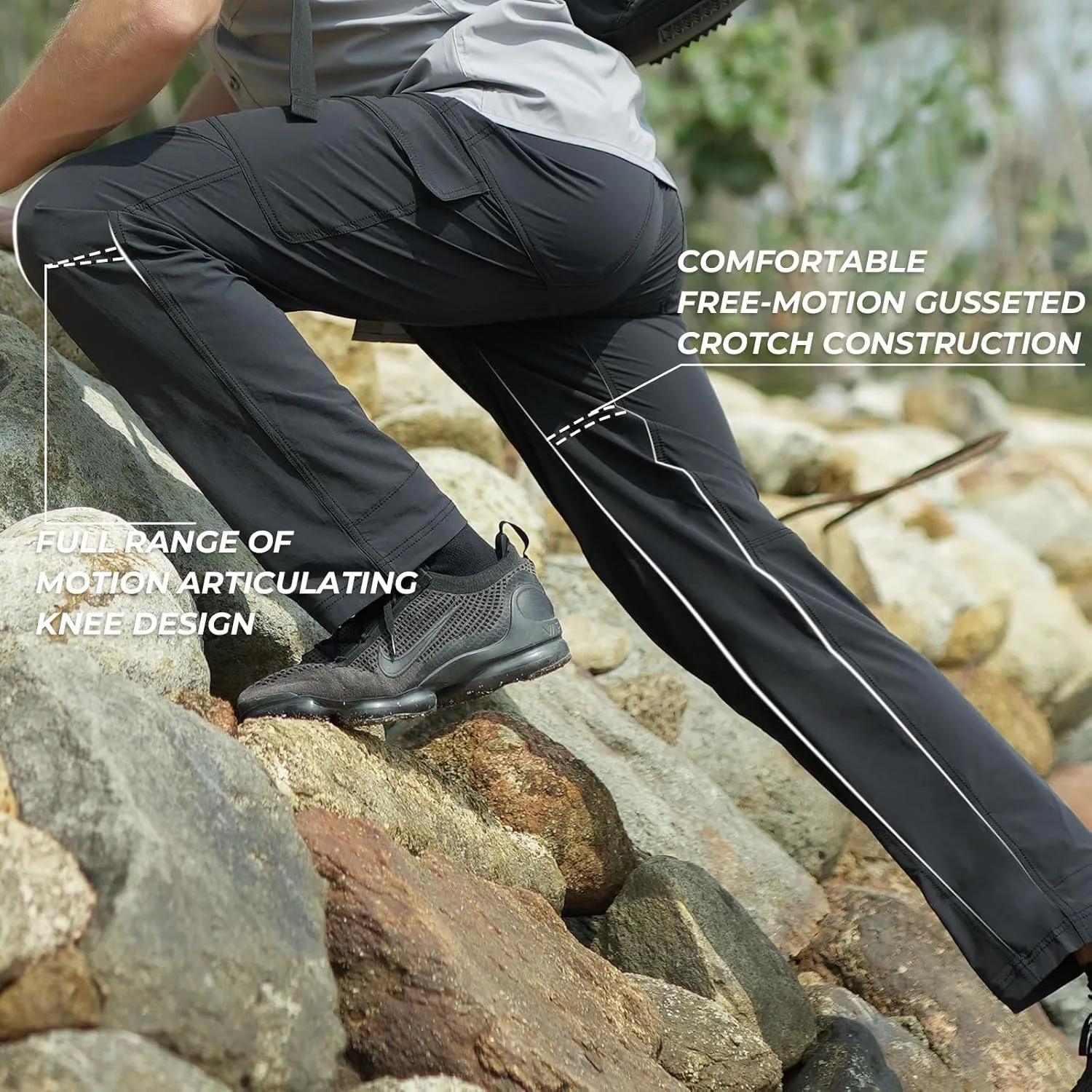 KastKing Wind Crest Fishing Hiking Pants, Water Repellent Lightweight Mens Travel Climbing Pants, UPF 50  Stretch Material