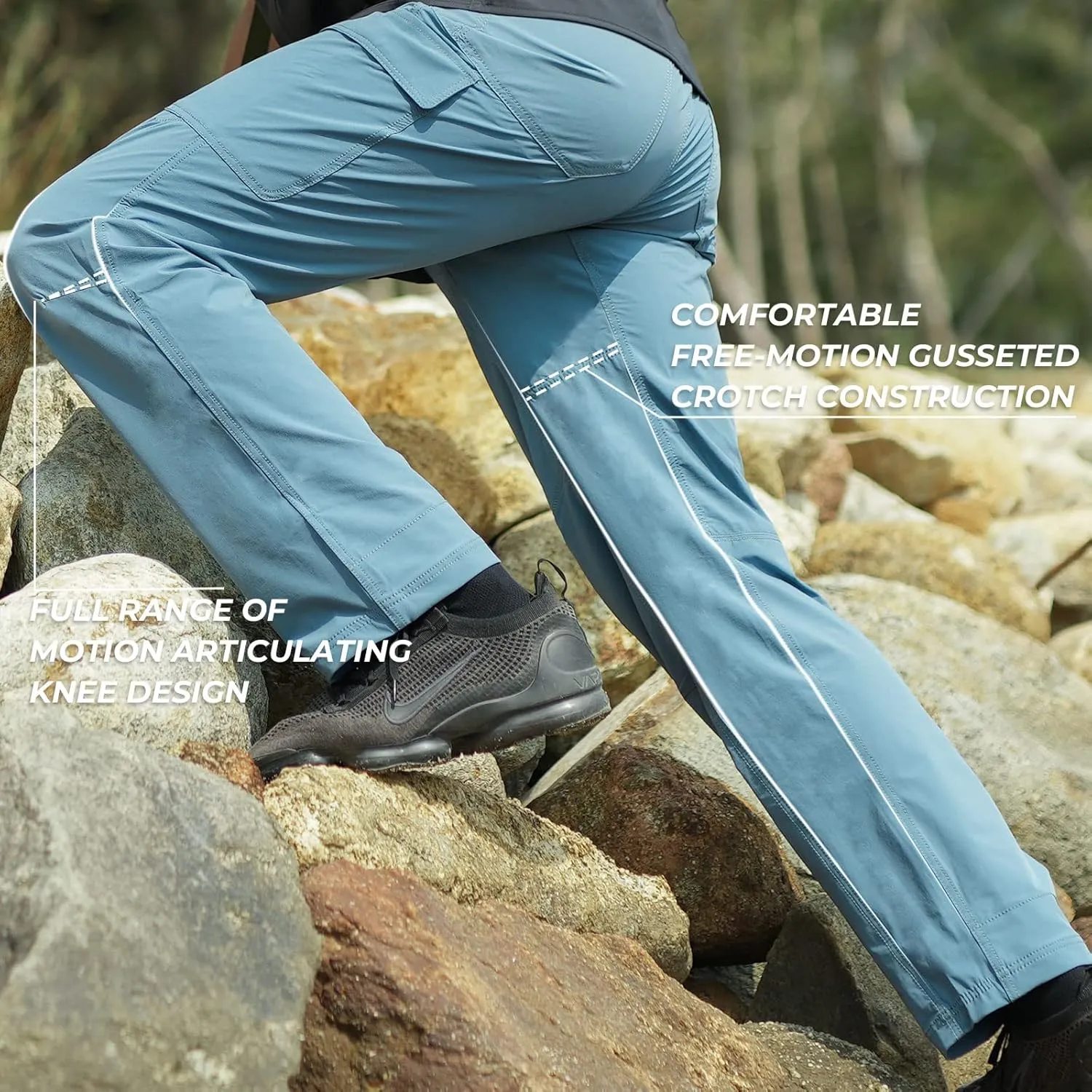 KastKing Wind Crest Fishing Hiking Pants, Water Repellent Lightweight Mens Travel Climbing Pants, UPF 50  Stretch Material
