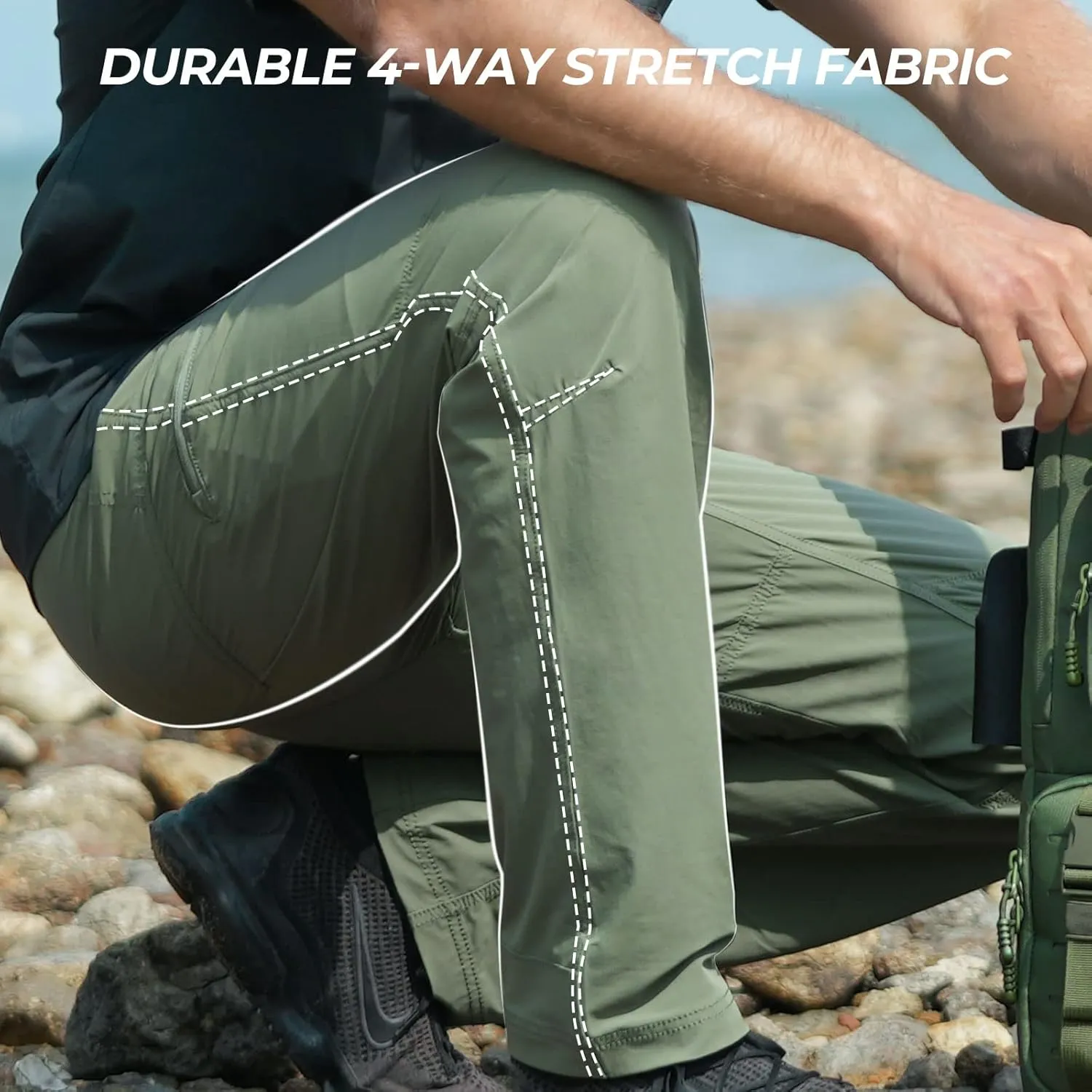 KastKing Wind Crest Fishing Hiking Pants, Water Repellent Lightweight Mens Travel Climbing Pants, UPF 50  Stretch Material