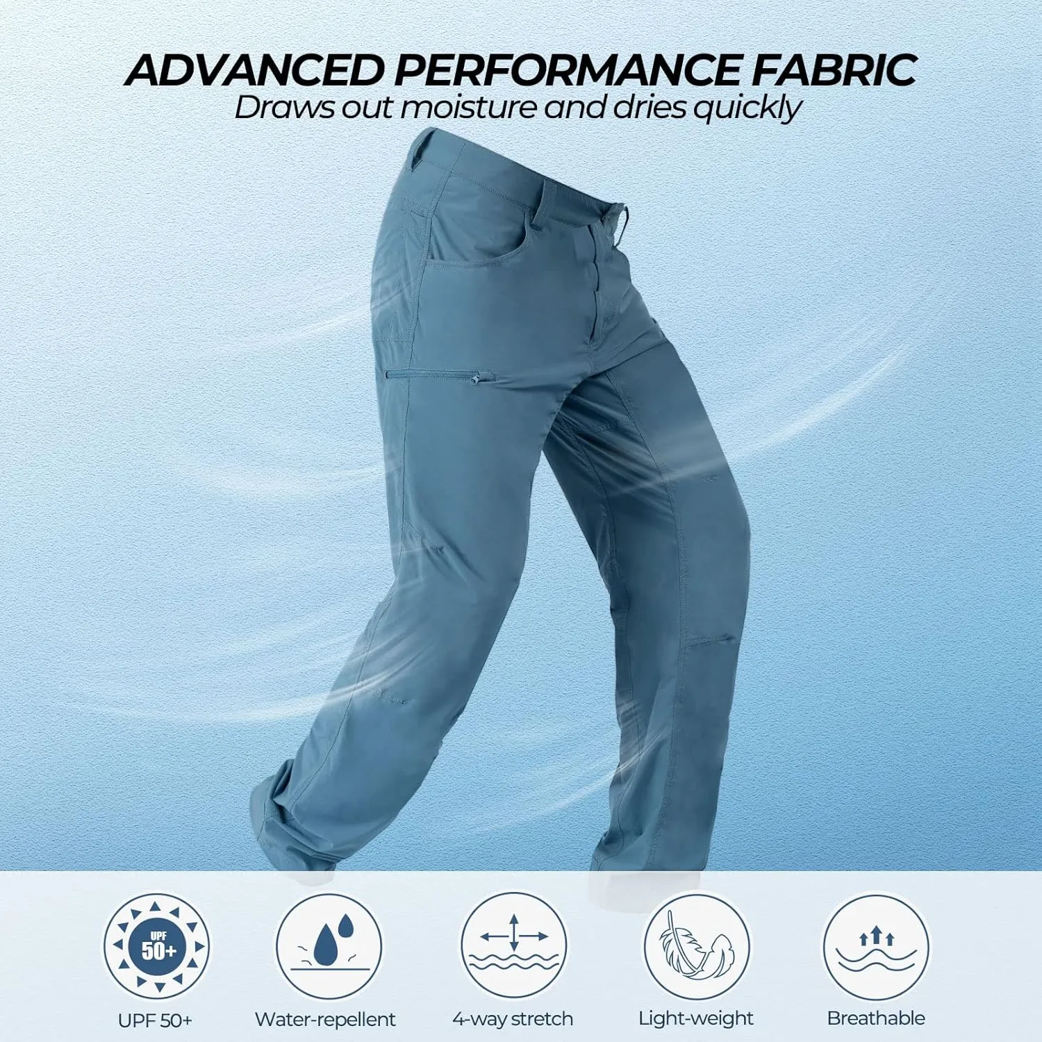 KastKing Wind Crest Fishing Hiking Pants, Water Repellent Lightweight Mens Travel Climbing Pants, UPF 50  Stretch Material