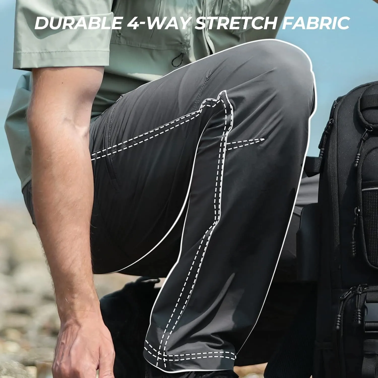 KastKing Wind Crest Fishing Hiking Pants, Water Repellent Lightweight Mens Travel Climbing Pants, UPF 50  Stretch Material