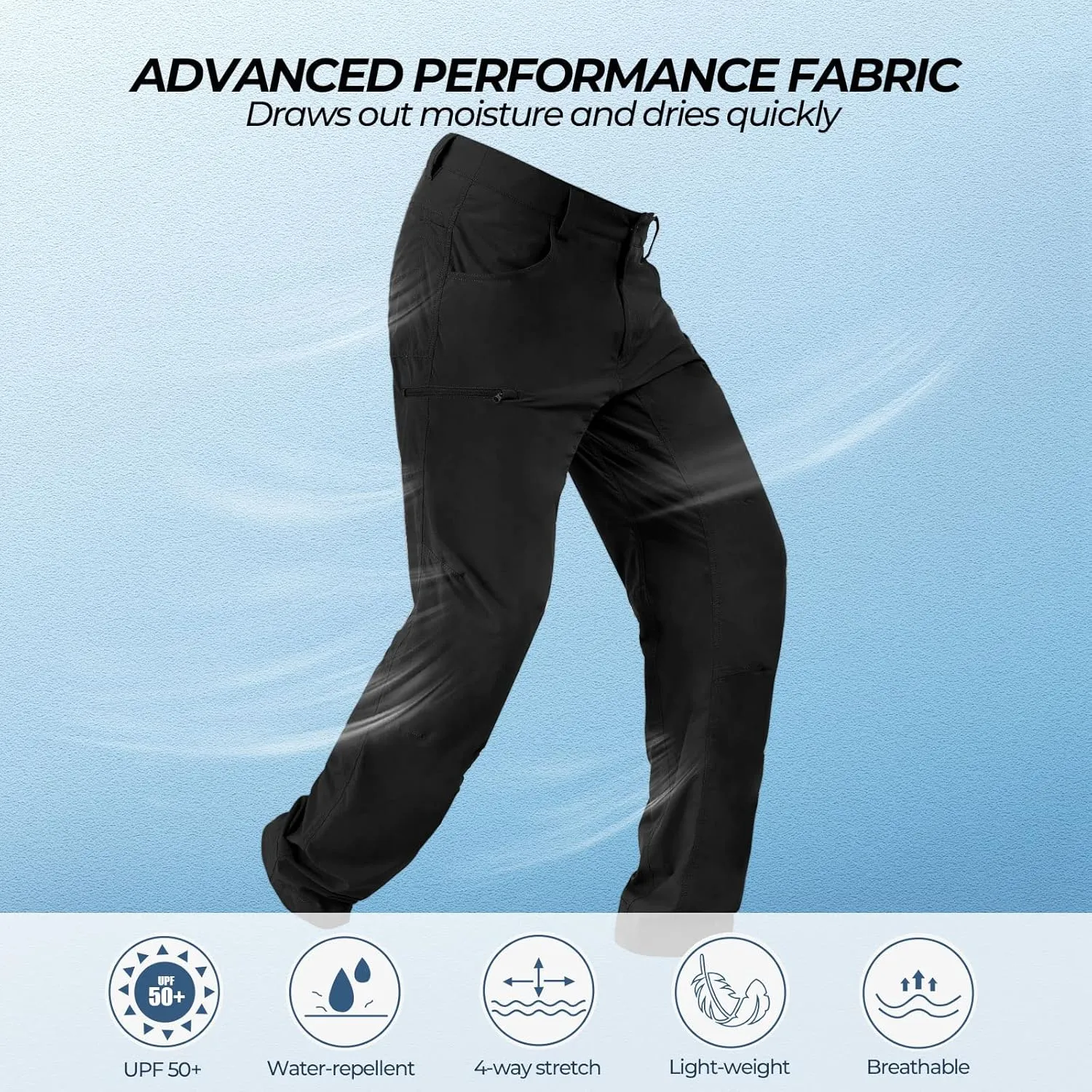 KastKing Wind Crest Fishing Hiking Pants, Water Repellent Lightweight Mens Travel Climbing Pants, UPF 50  Stretch Material