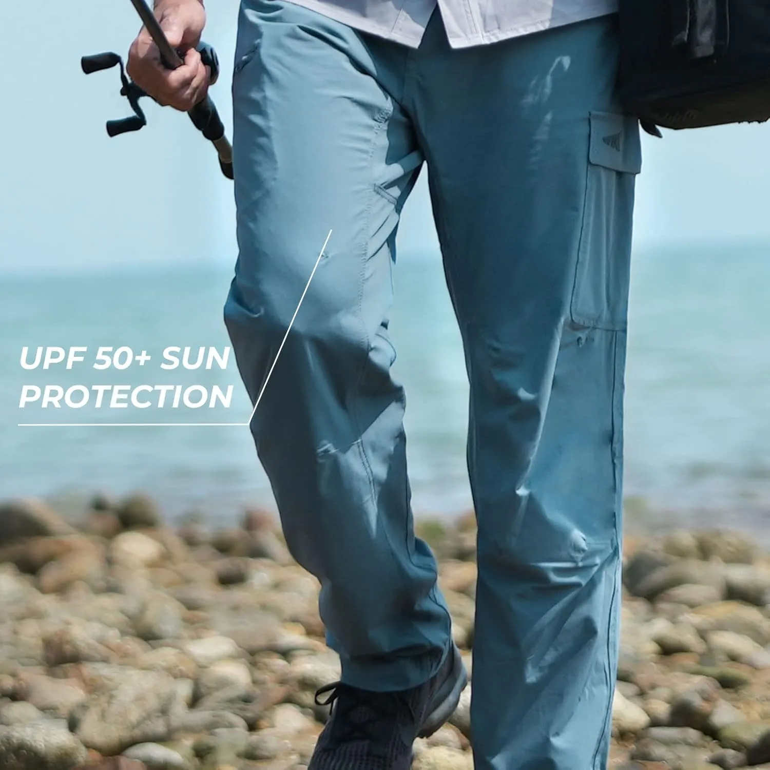 KastKing Wind Crest Fishing Hiking Pants, Water Repellent Lightweight Mens Travel Climbing Pants, UPF 50  Stretch Material