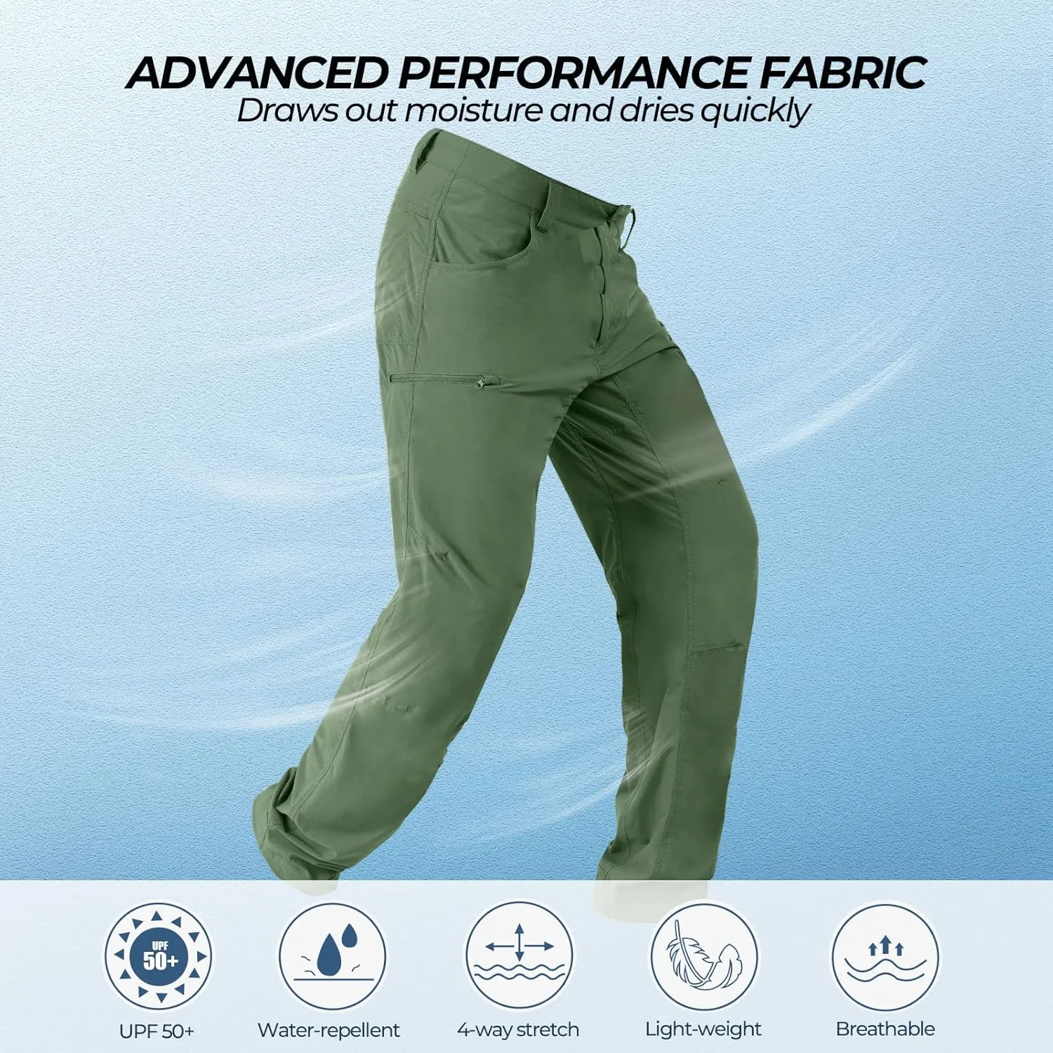 KastKing Wind Crest Fishing Hiking Pants, Water Repellent Lightweight Mens Travel Climbing Pants, UPF 50  Stretch Material