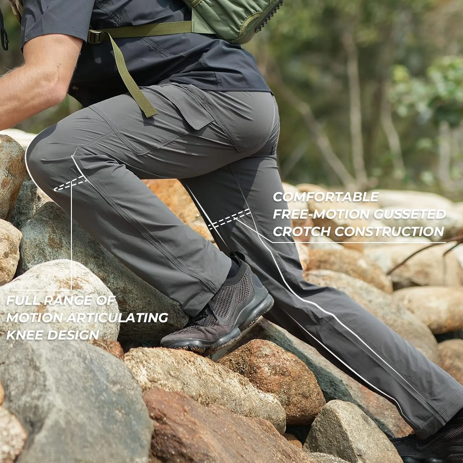 KastKing Wind Crest Fishing Hiking Pants, Water Repellent Lightweight Mens Travel Climbing Pants, UPF 50  Stretch Material