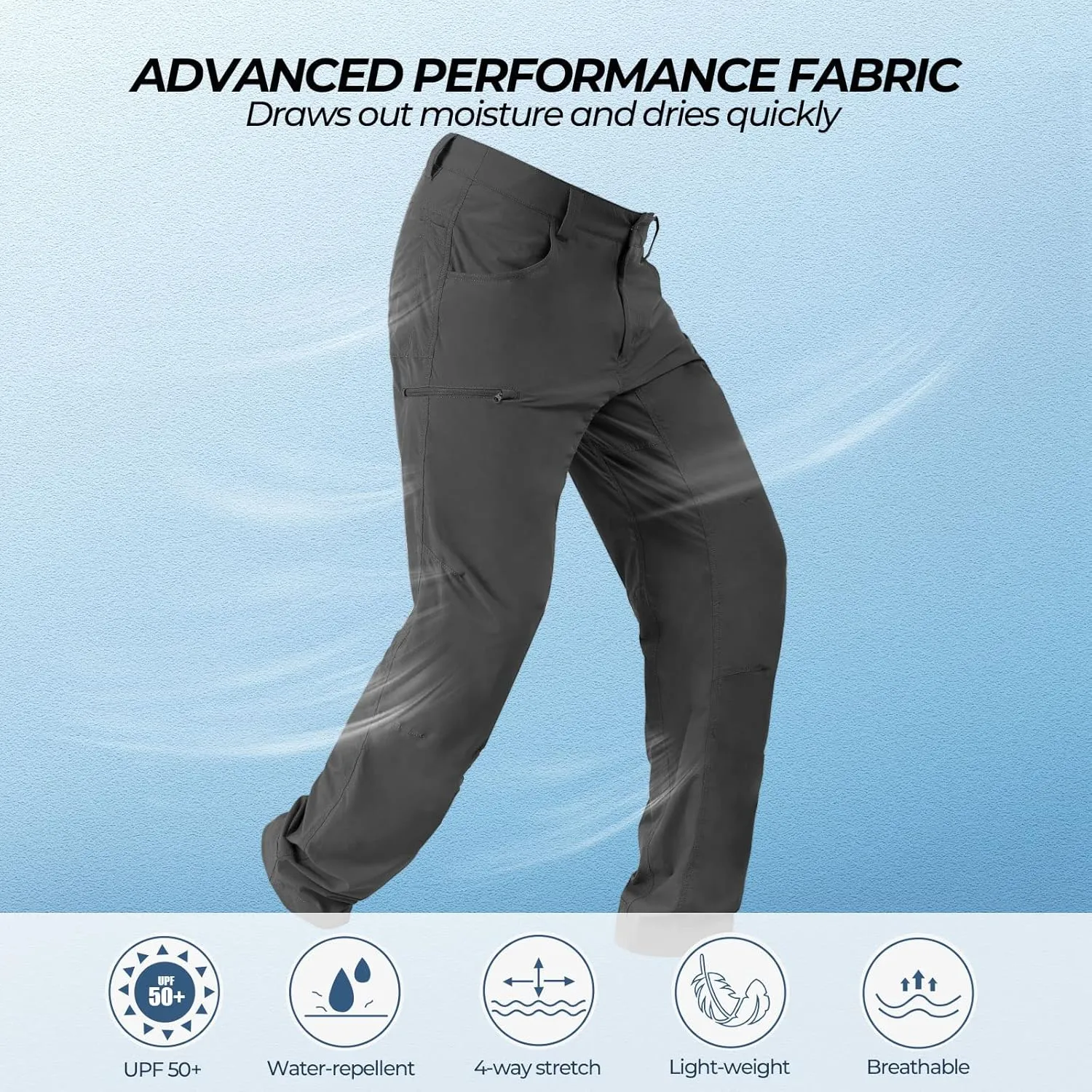 KastKing Wind Crest Fishing Hiking Pants, Water Repellent Lightweight Mens Travel Climbing Pants, UPF 50  Stretch Material