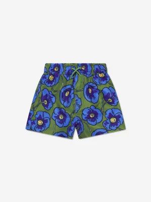 KENZO Boys Flower Print Swim Shorts in Khaki
