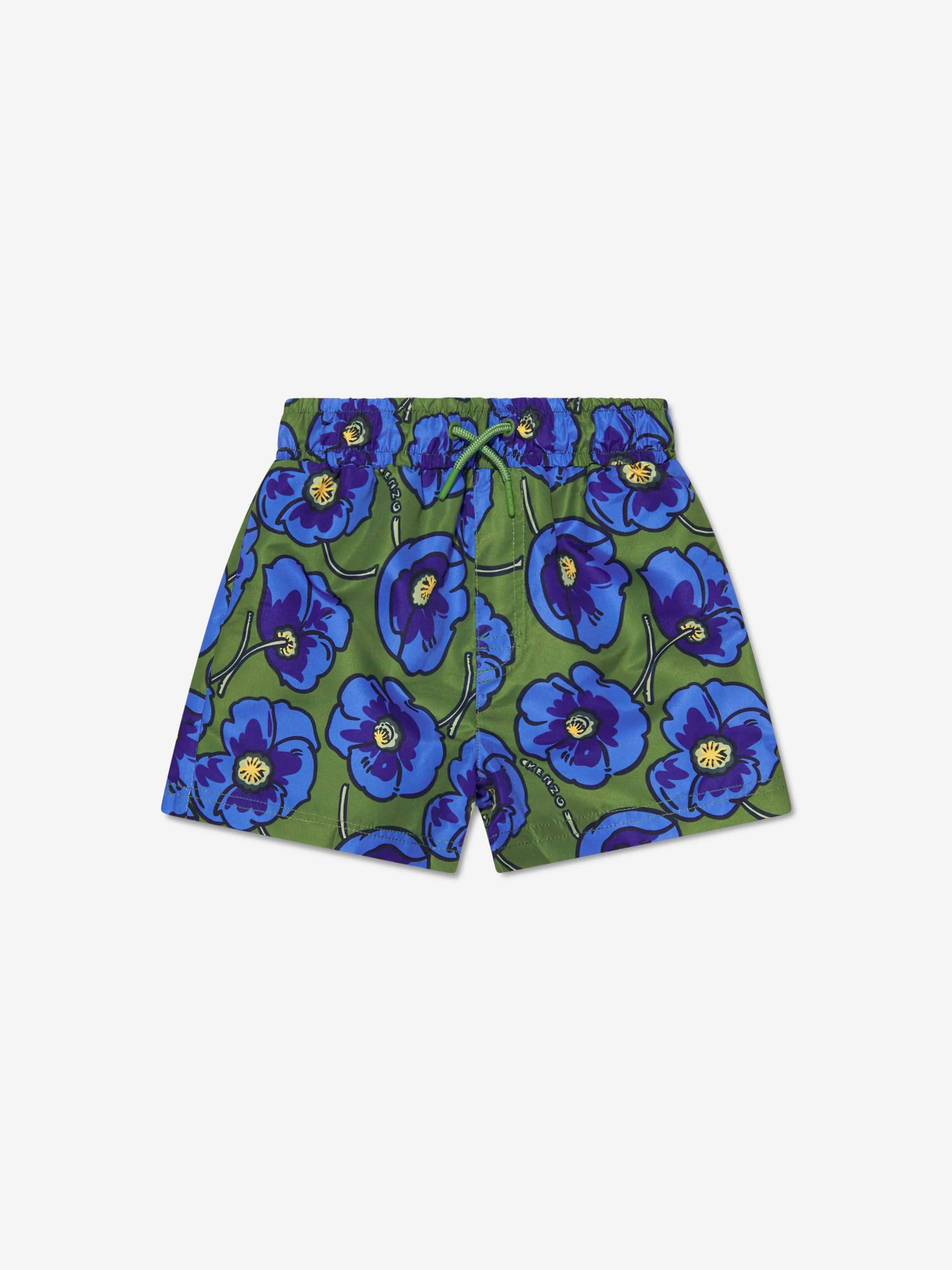 KENZO Boys Flower Print Swim Shorts in Khaki